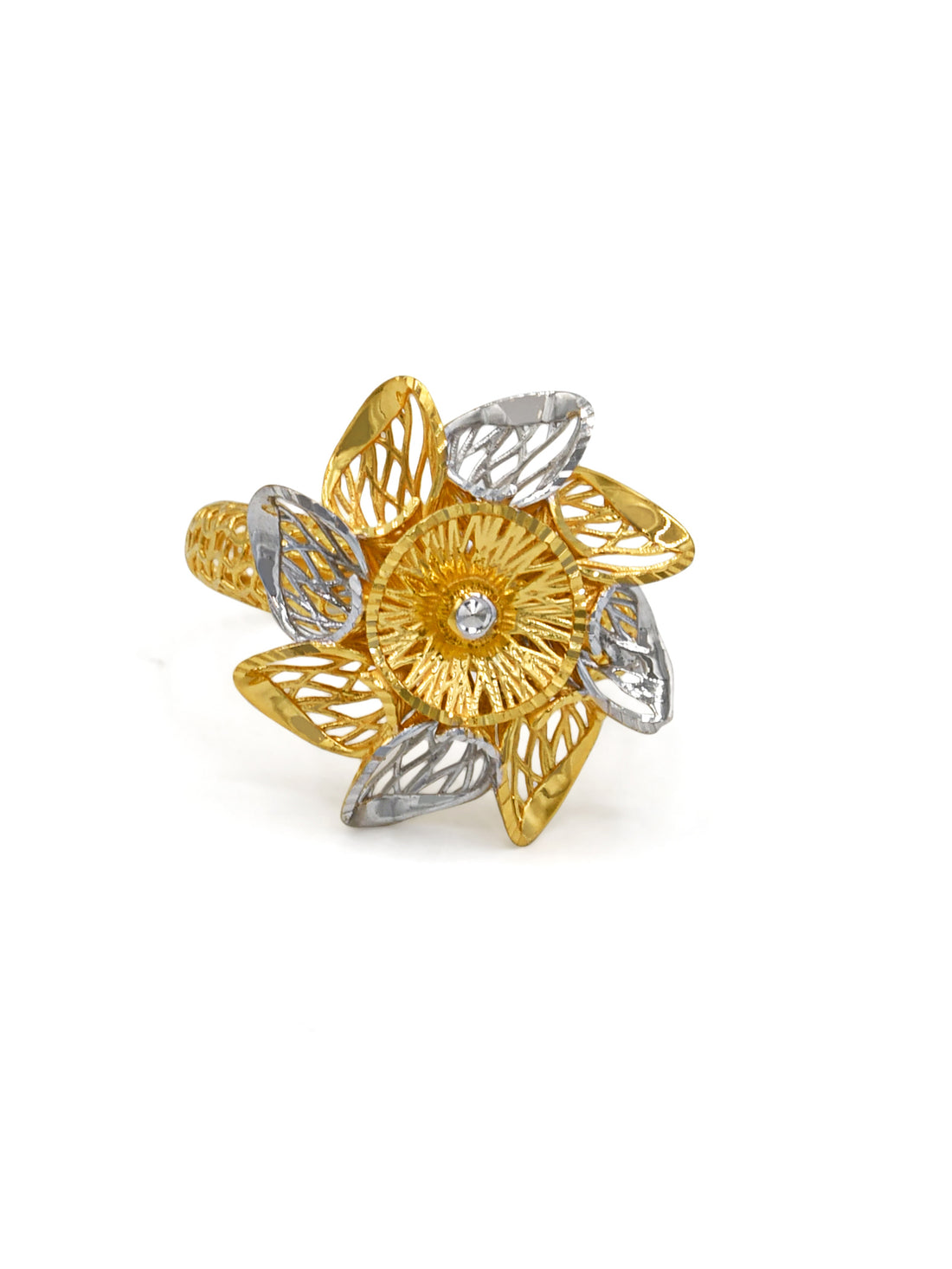 22ct Gold Two Tone Flower Ladies Ring