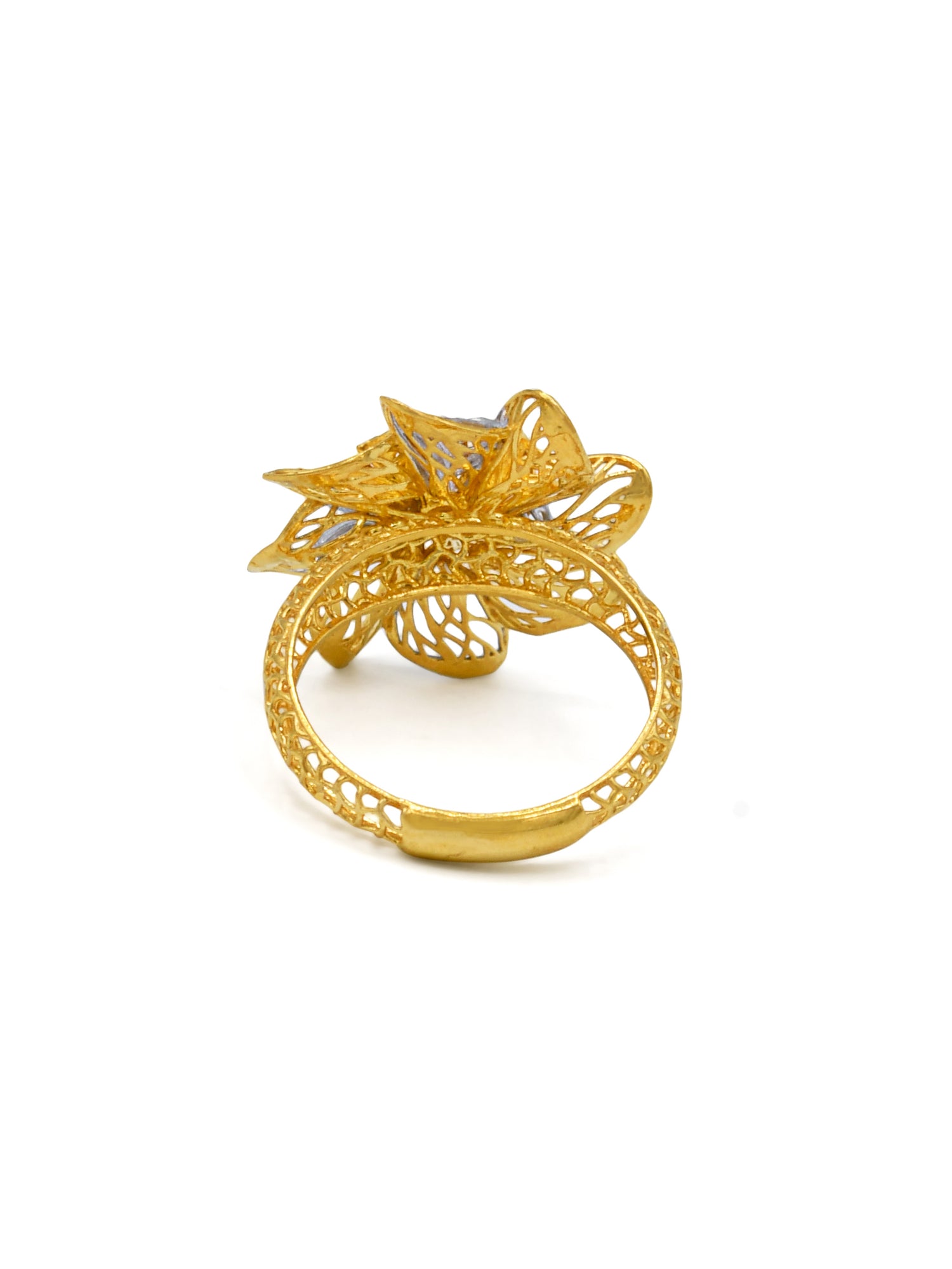 22ct Gold Two Tone Flower Ladies Ring