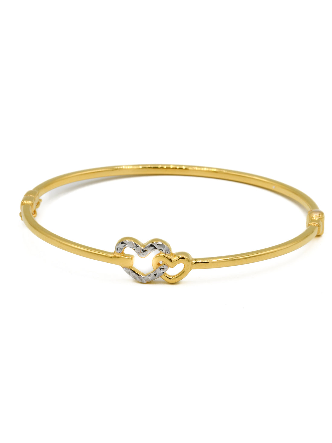 22ct Gold Two Tone Heart Ladies Bangle