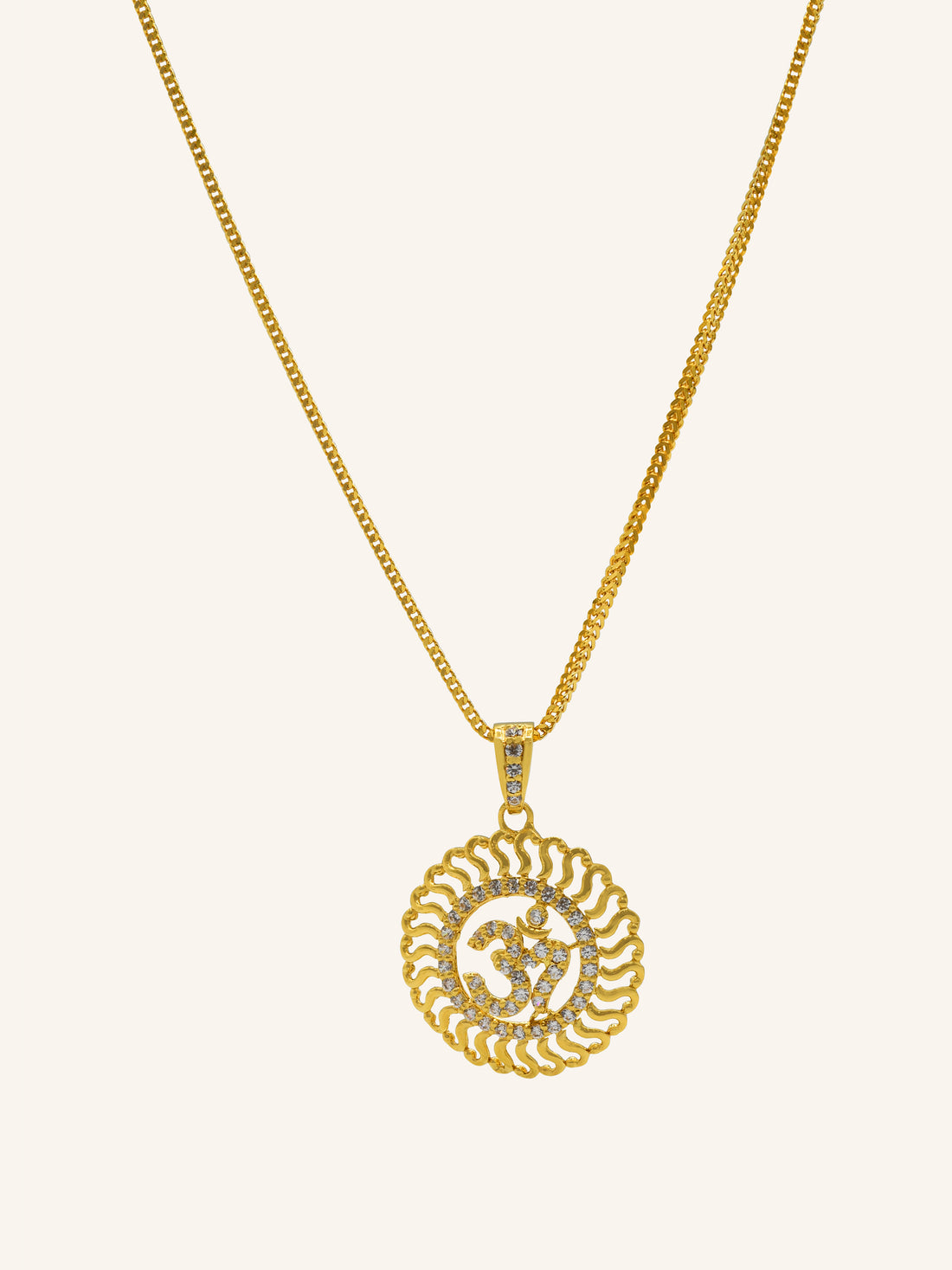 22ct Gold CZ Round OM Pendant 2.54 GMS - Roop Darshan
