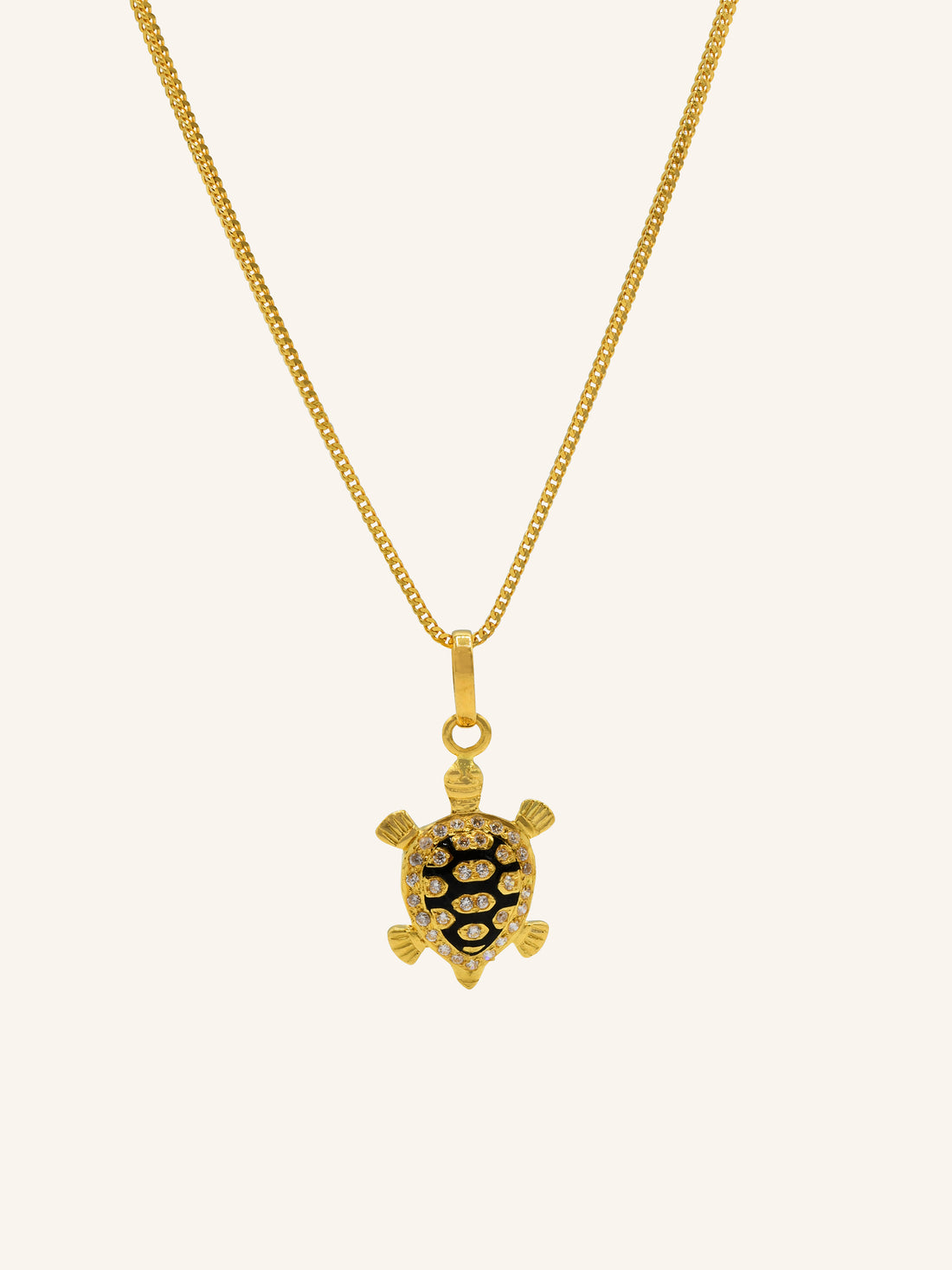 22ct Gold CZ Black Turtle Pendant 2.74 GMS - Roop Darshan