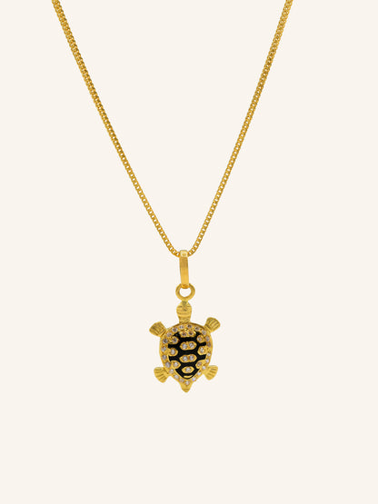 22ct Gold CZ Black Turtle Pendant 2.74 GMS - Roop Darshan