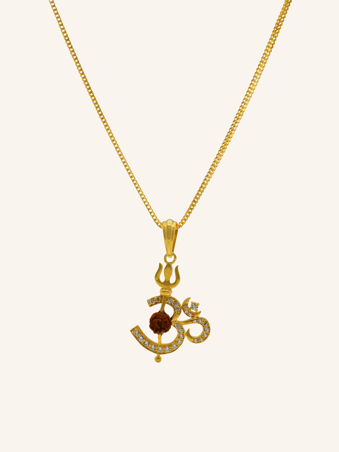 22ct Gold CZ OM Rudraskh Pendant 2.63 GMS - Roop Darshan