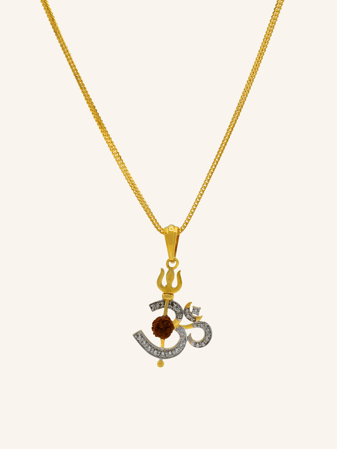22ct Gold CZ OM Rudraskh Pendant 2.66 GMS - Roop Darshan