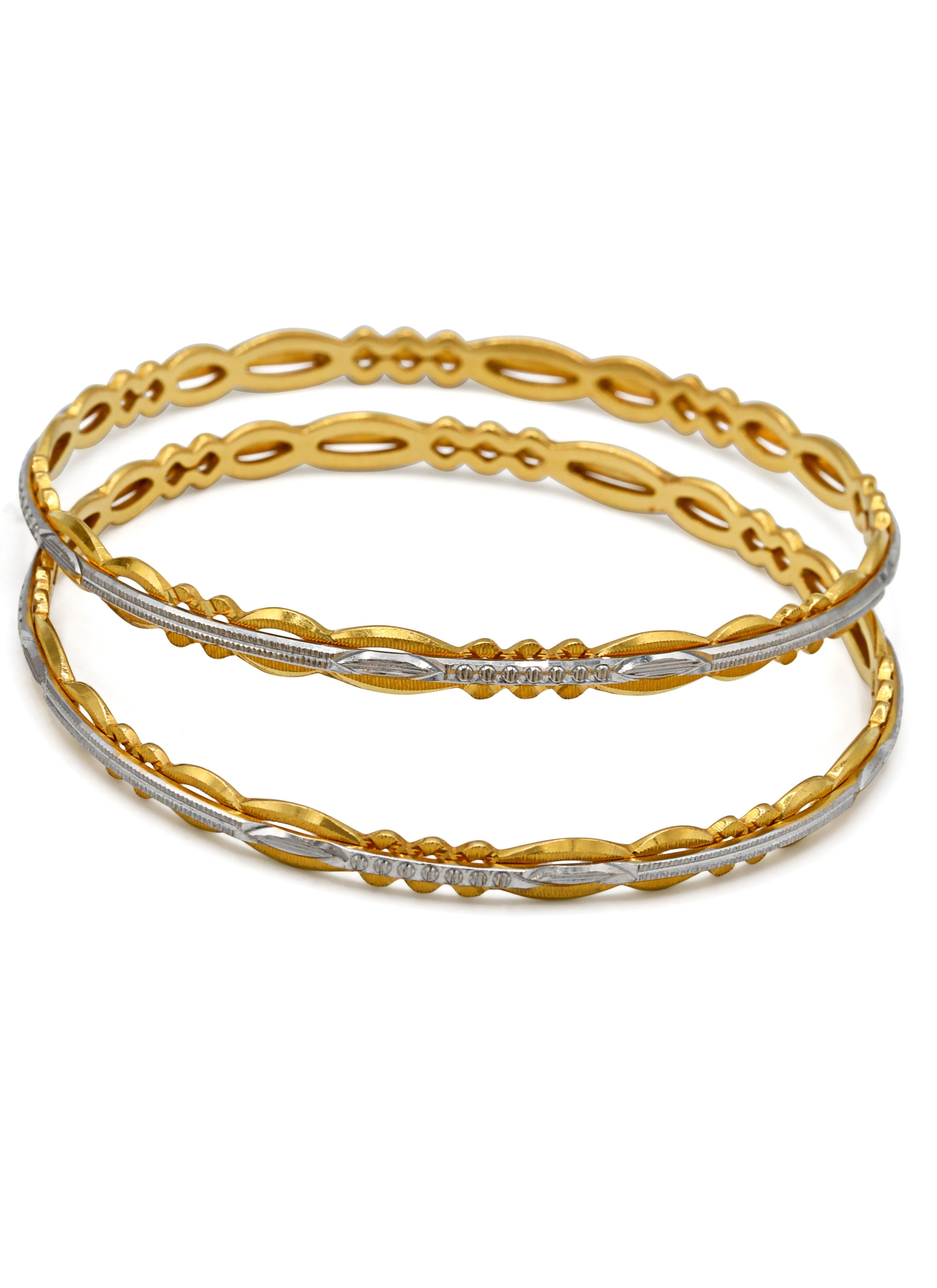 22ct Gold Two Tone 2 Piece Bangle - Roop Darshan