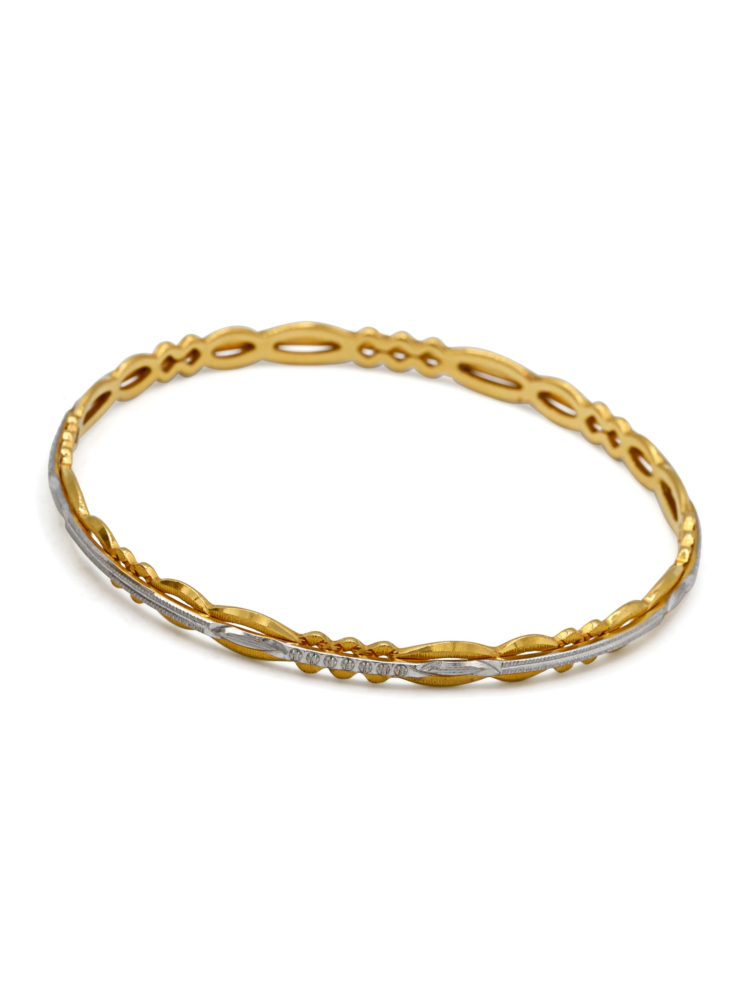 22ct Gold Two Tone 2 Piece Bangle - Roop Darshan