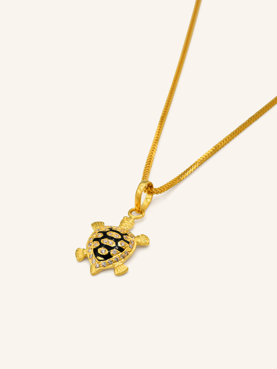 22ct Gold CZ Black Turtle Pendant 2.74 GMS - Roop Darshan