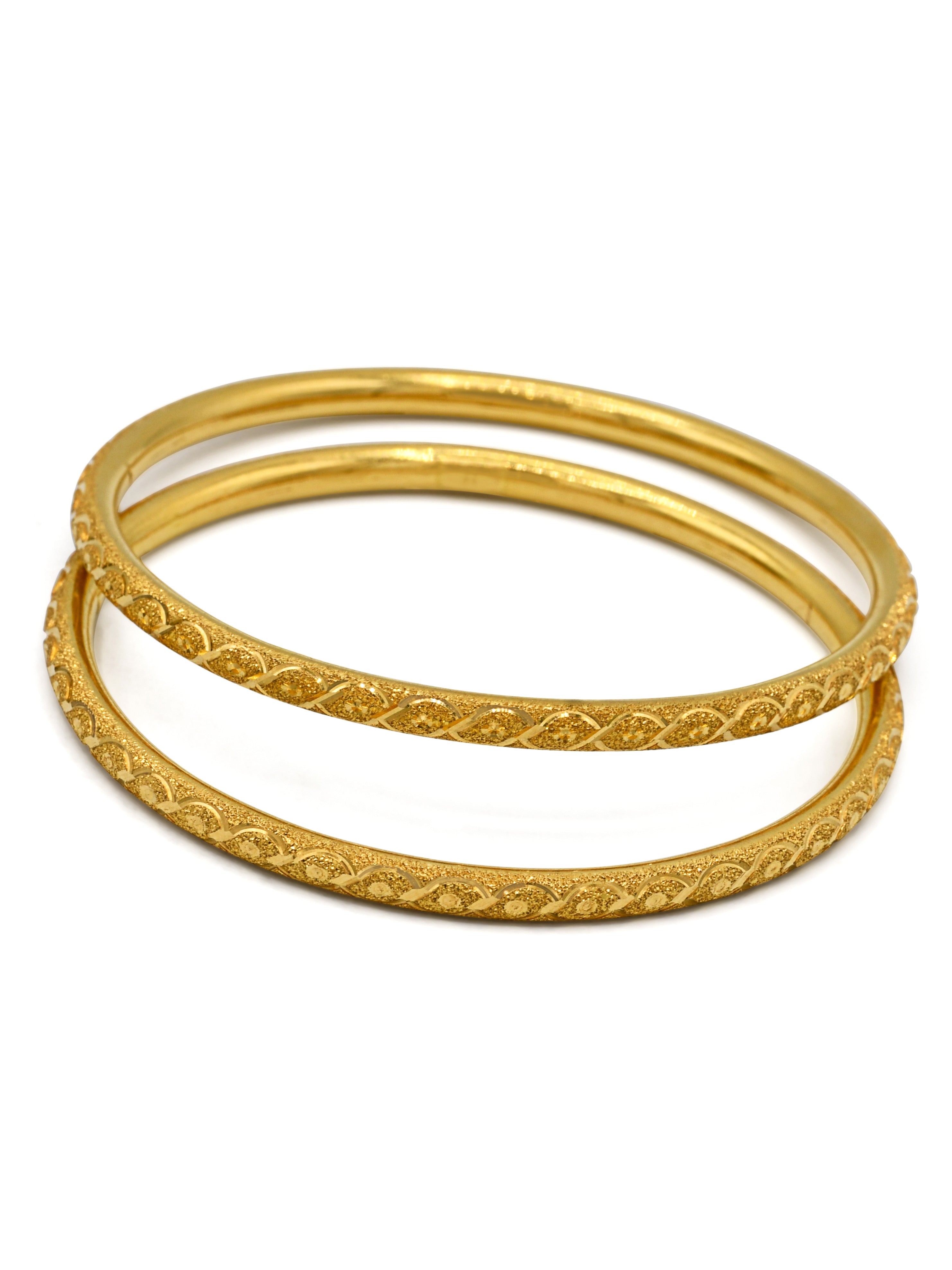 22ct Gold Sand Blast 2 Piece Bangle - Roop Darshan