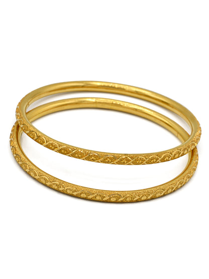 22ct Gold Sand Blast 2 Piece Bangle - Roop Darshan