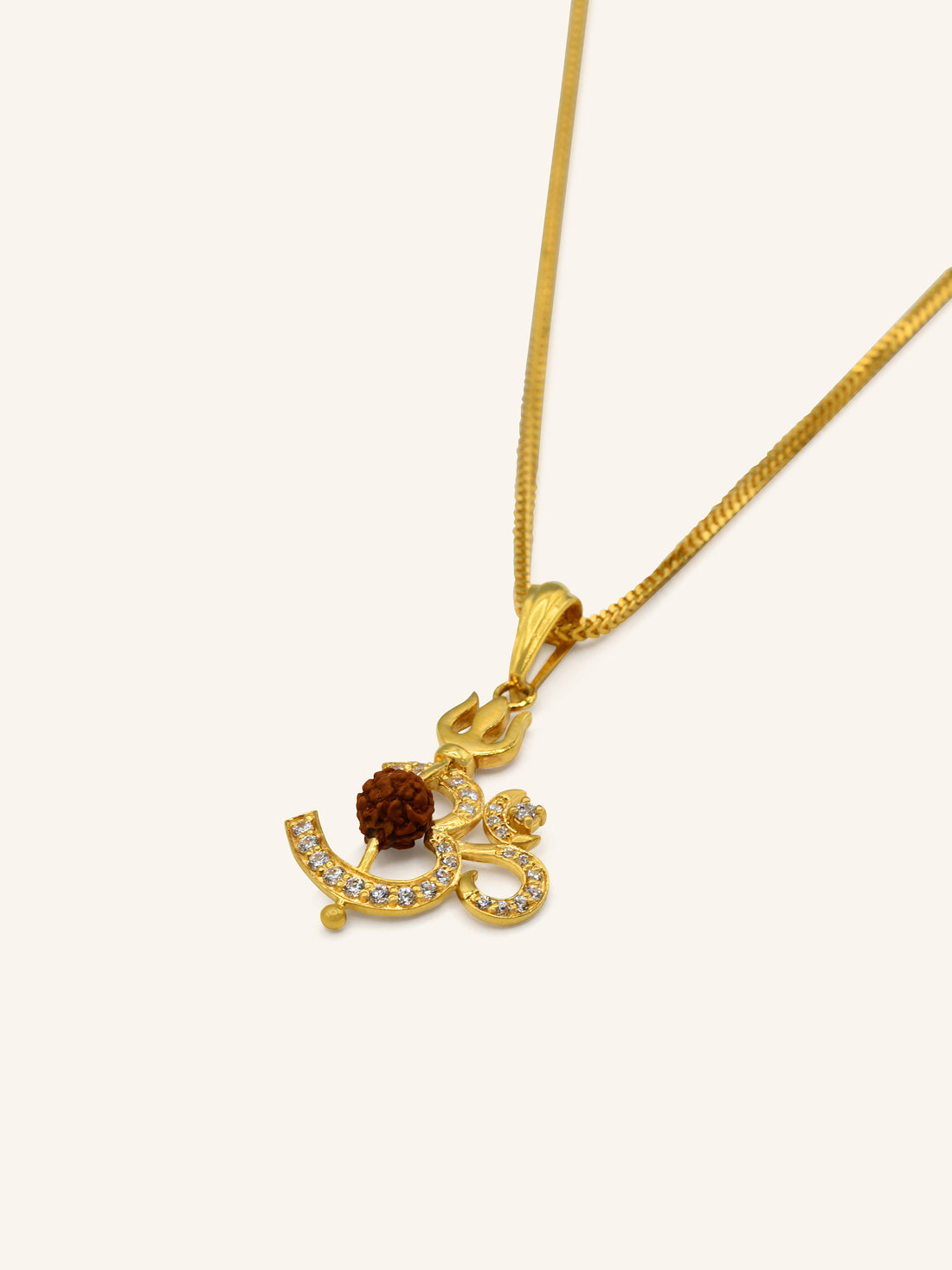 22ct Gold CZ OM Rudraskh Pendant 2.63 GMS - Roop Darshan