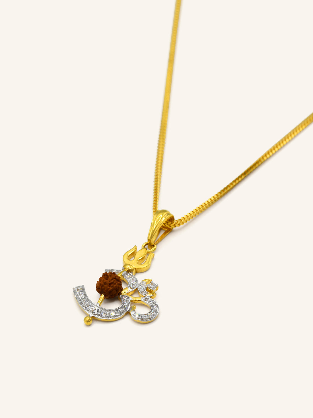 22ct Gold CZ OM Rudraskh Pendant 2.66 GMS - Roop Darshan
