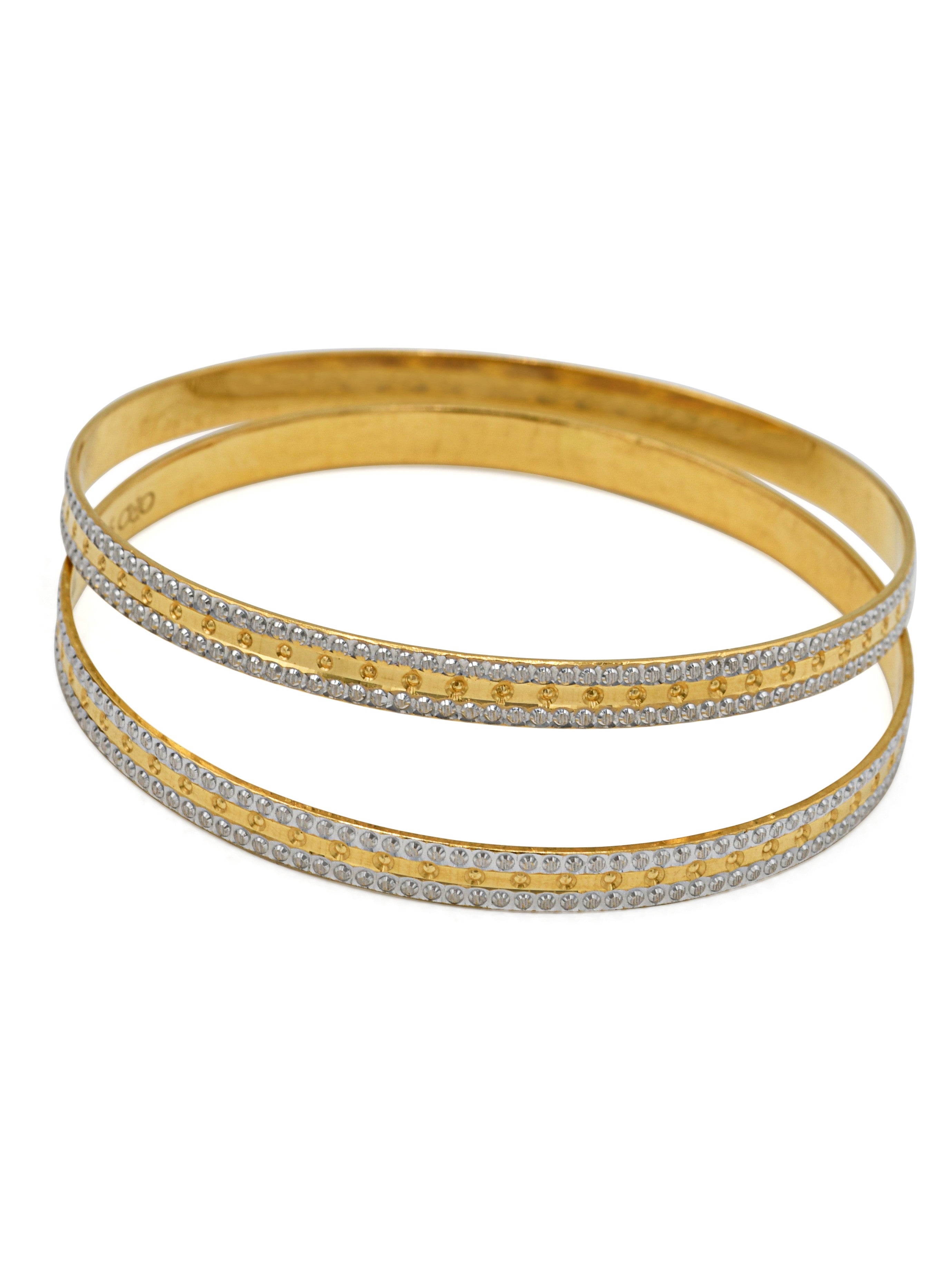 22ct Gold Two Tone 2 Piece Bangle - Roop Darshan