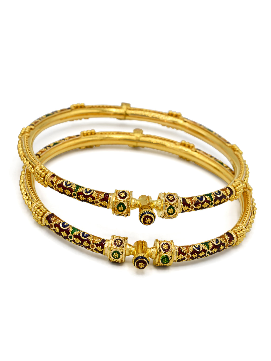 22ct Gold Minakari 2 Piece Screw Bangle - Roop Darshan