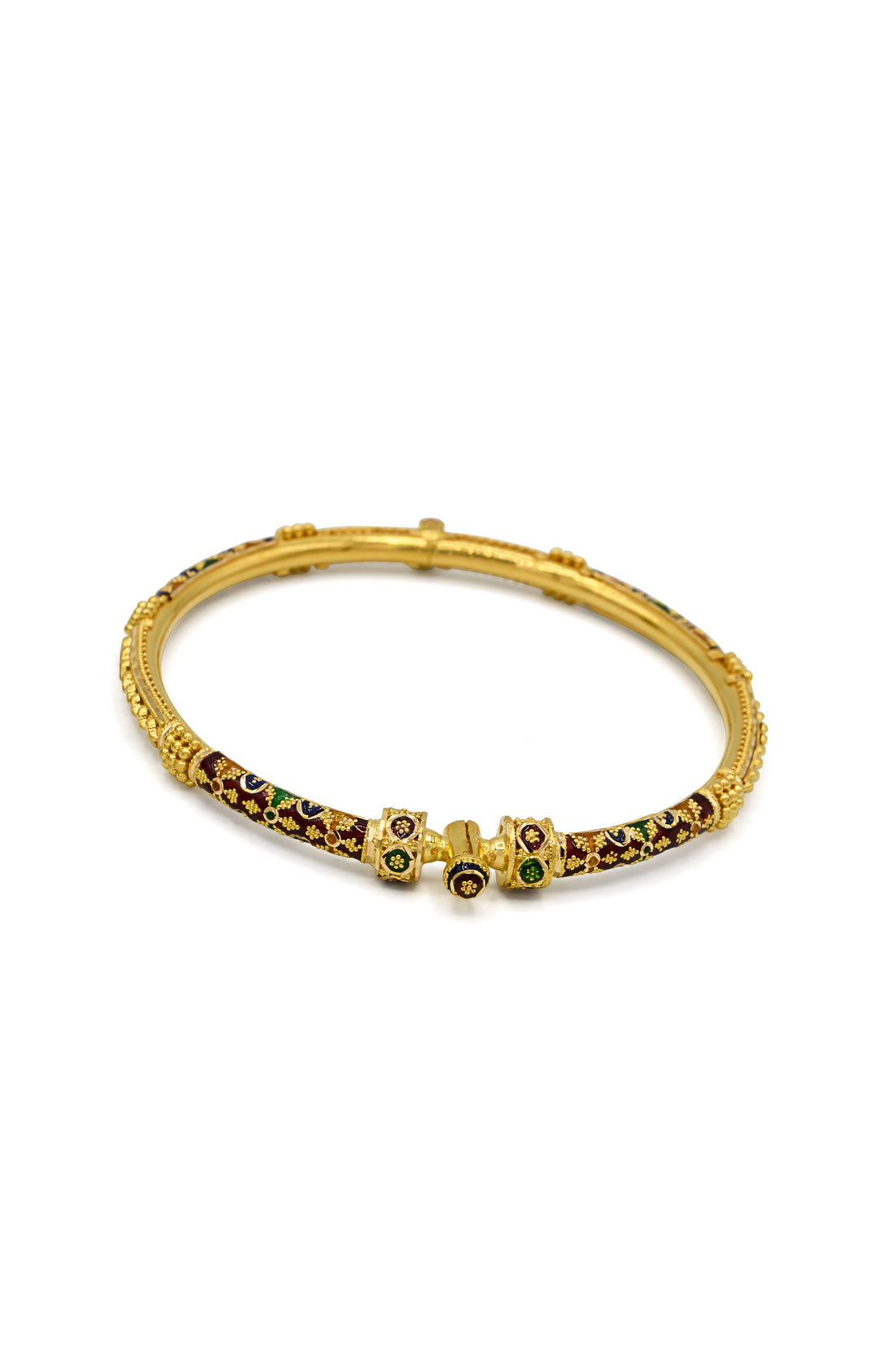 22ct Gold Minakari 2 Piece Screw Bangle - Roop Darshan