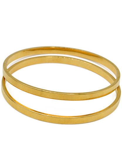 22ct Gold Plain Hollow 2 Piece Bangle - Roop Darshan