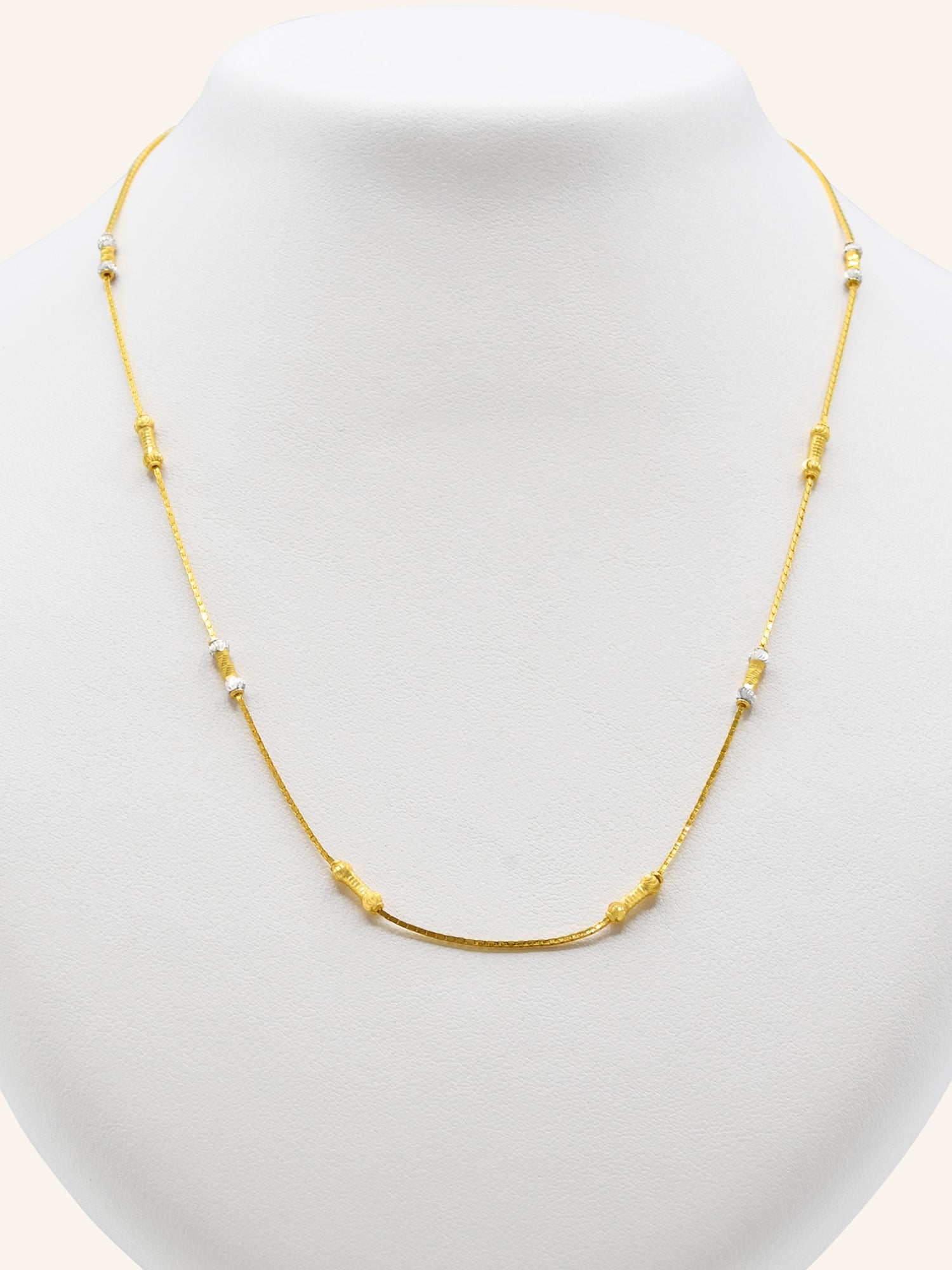 22ct Gold Two Tone Ball Fancy Chain - Roop Darshan