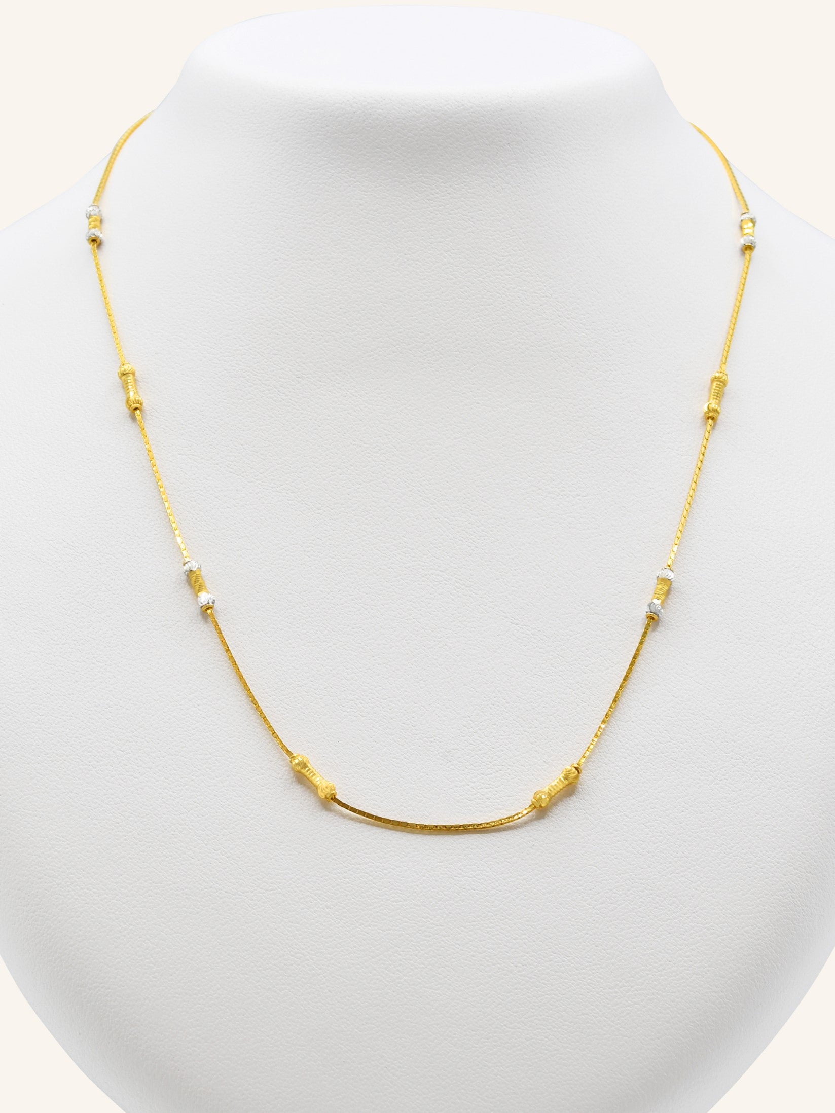22ct Gold Two Tone Ball Fancy Chain - Roop Darshan