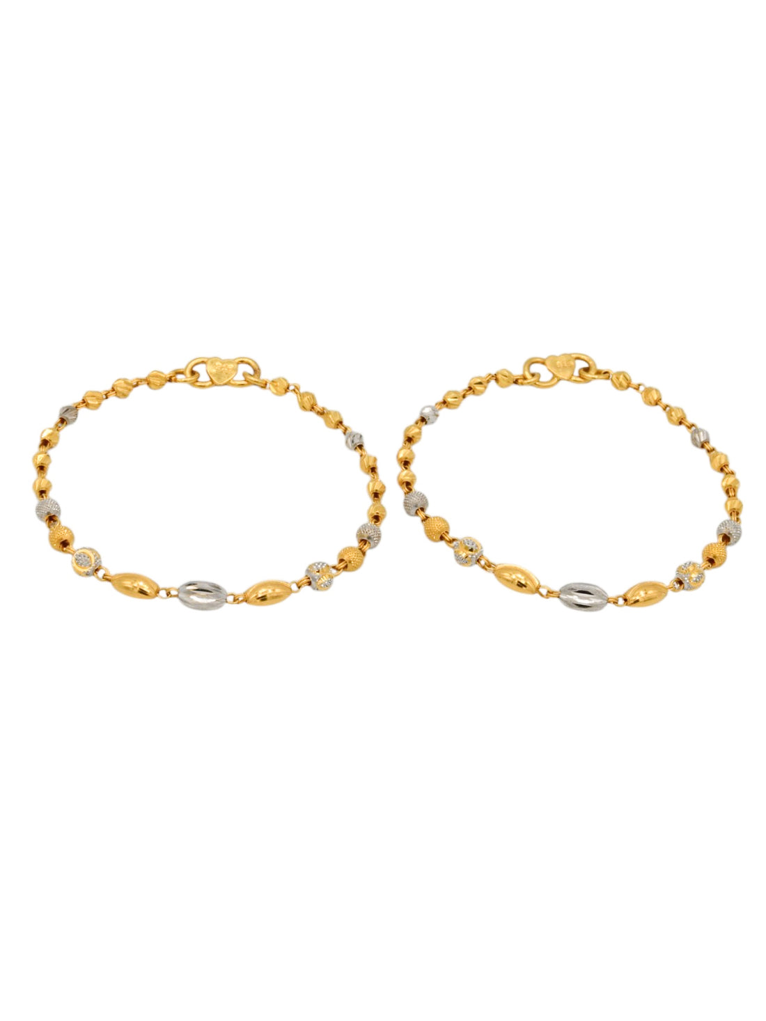 22ct Gold Two Tone Ball Pair Baby Bracelet