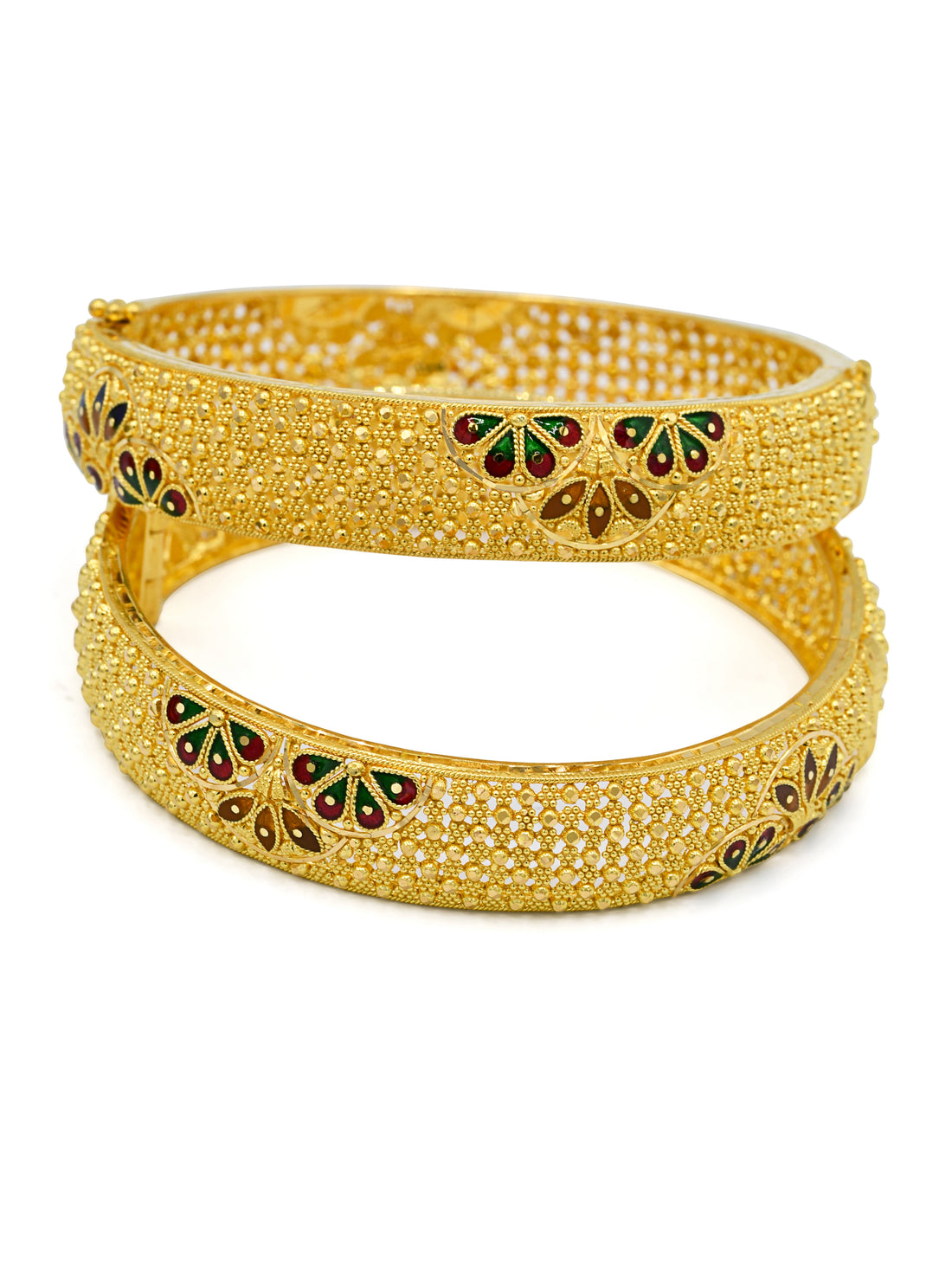 22ct Gold Minakari 2 Piece Screw Bangle - Roop Darshan