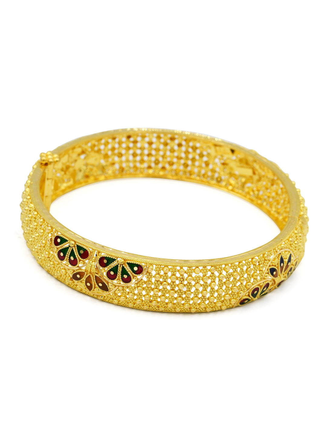 22ct Gold Minakari 2 Piece Screw Bangle - Roop Darshan