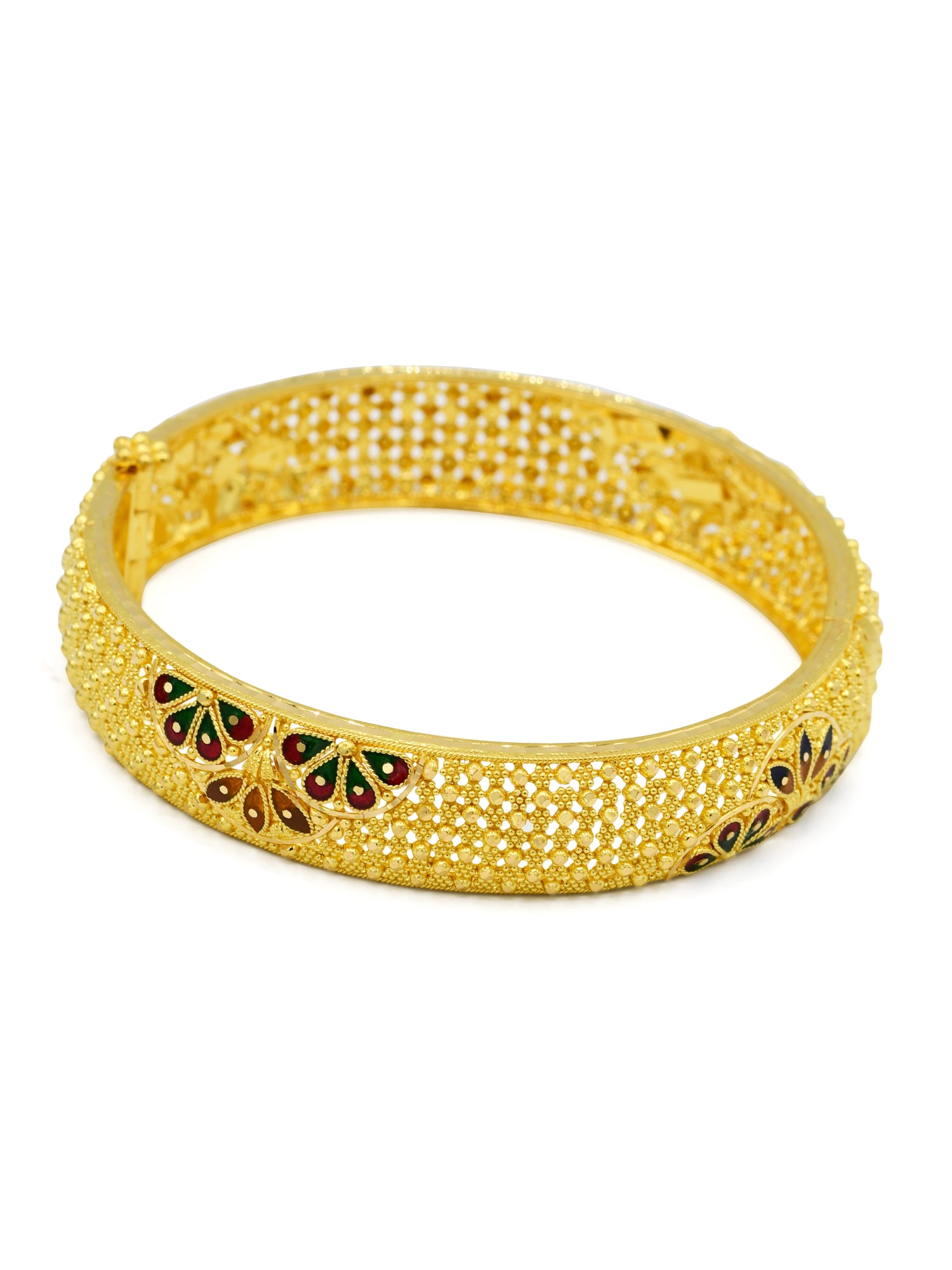 22ct Gold Minakari 2 Piece Screw Bangle - Roop Darshan