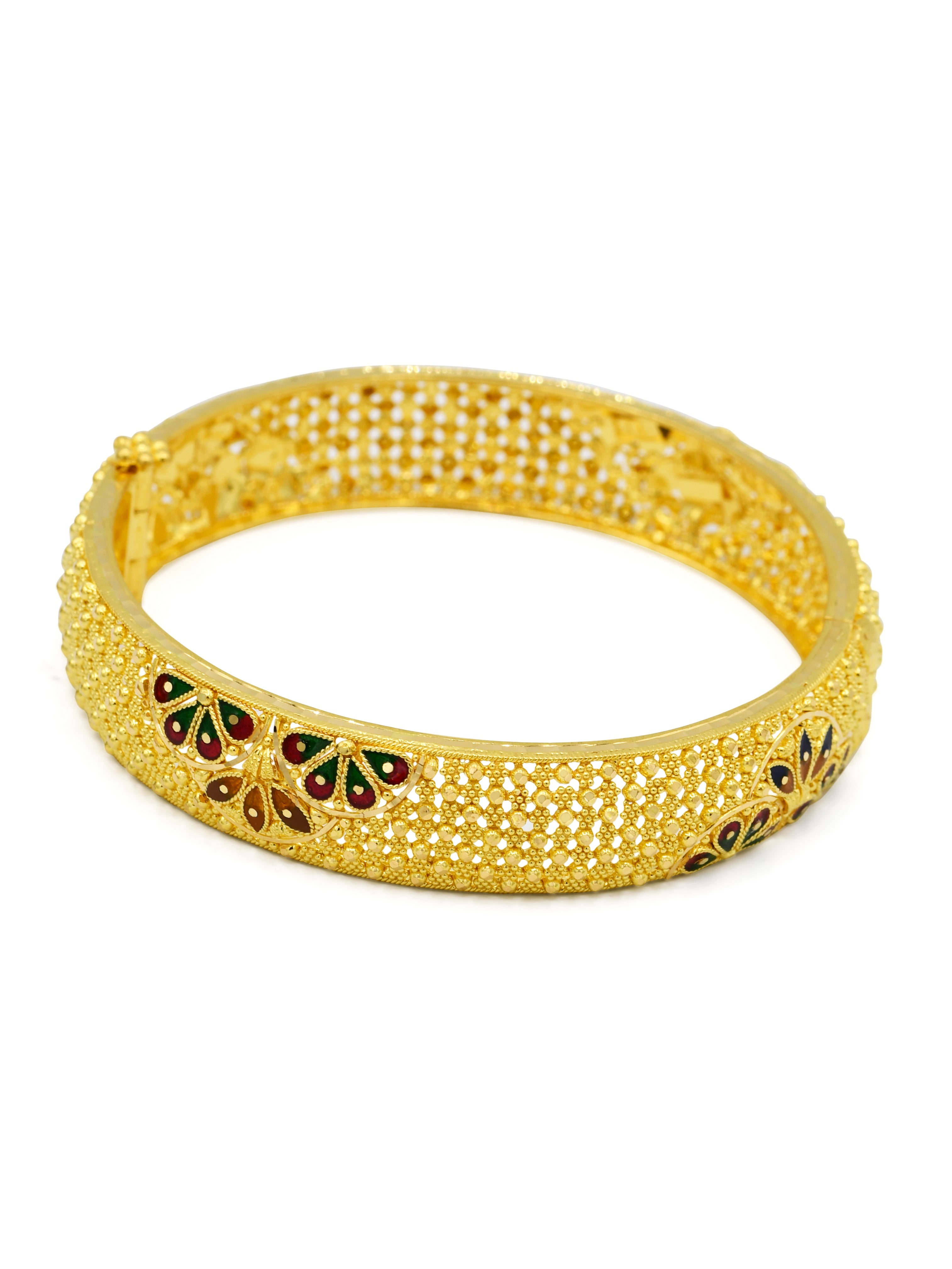22ct Gold Minakari 2 Piece Screw Bangle - Roop Darshan