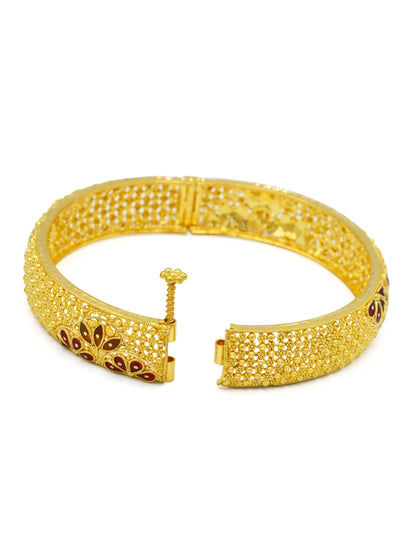 22ct Gold Minakari 2 Piece Screw Bangle - Roop Darshan