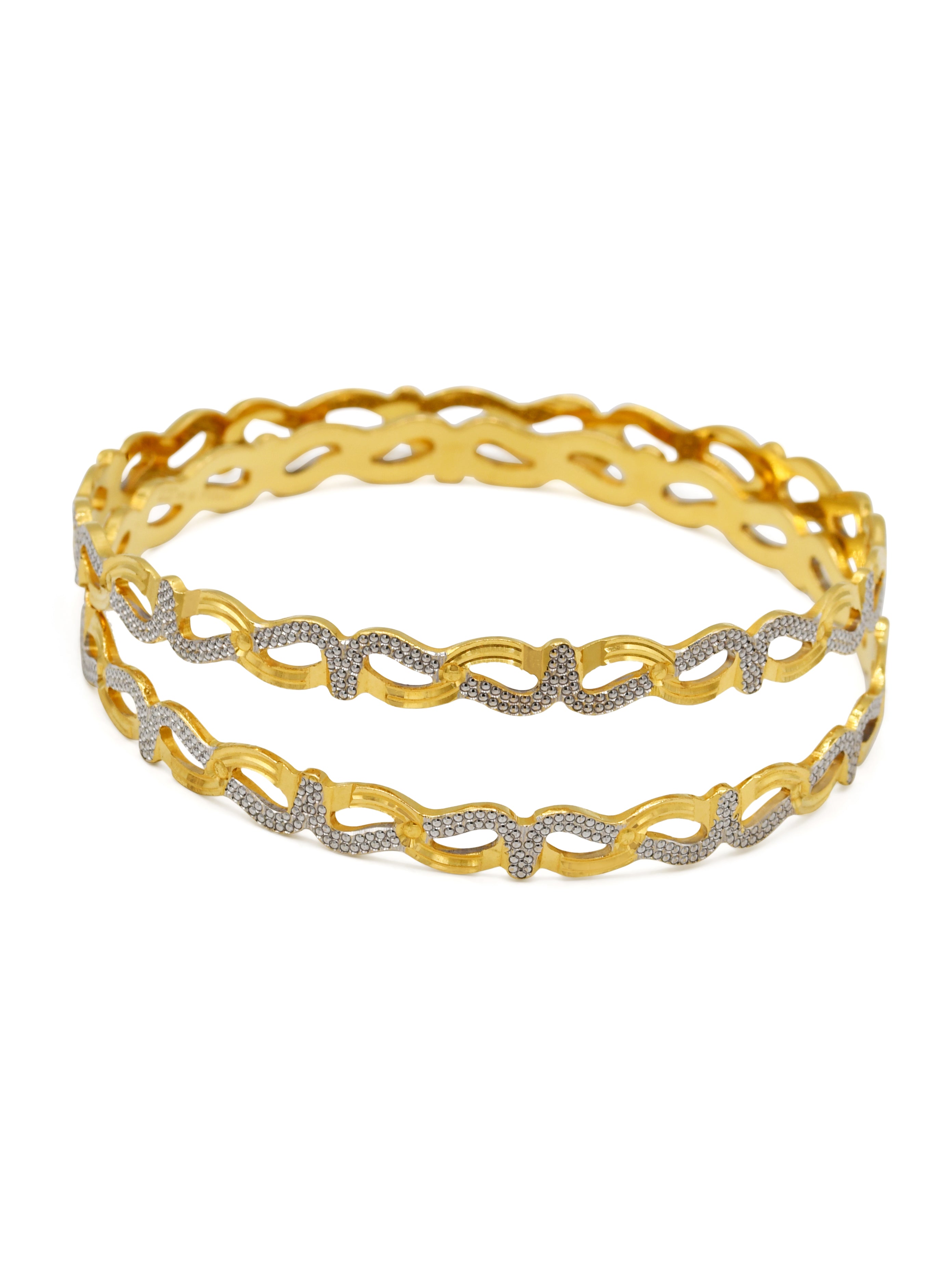 22ct Gold 2 Piece Two Tone Bangle - Roop Darshan