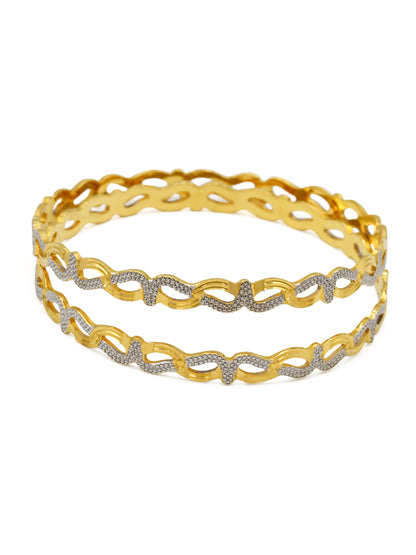 22ct Gold 2 Piece Two Tone Bangle - Roop Darshan