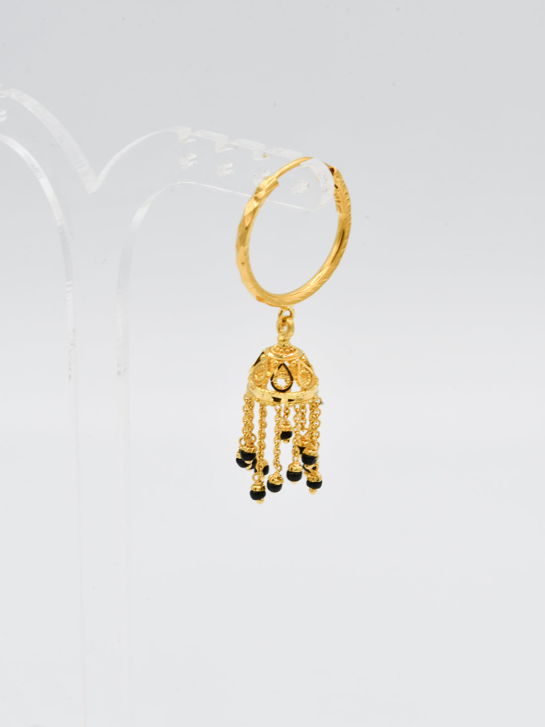 22ct Gold Black Beads Jhumki Bali
