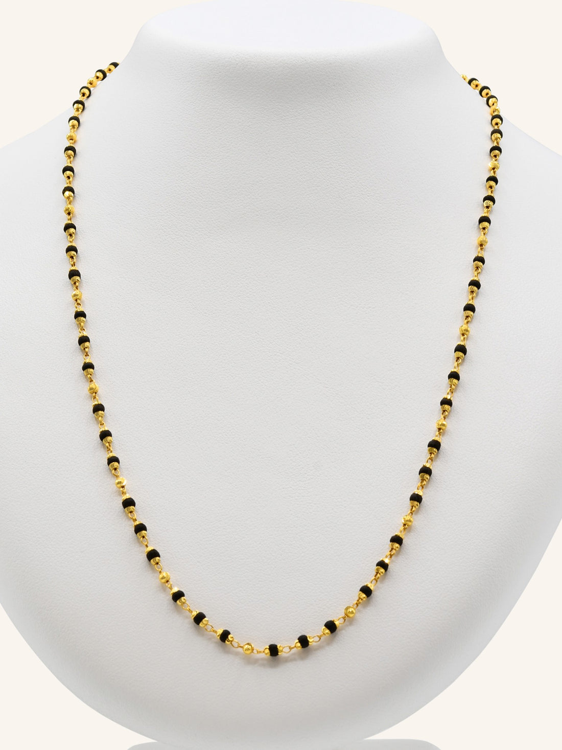 22ct Gold Black Bead Fancy Chain - Roop Darshan