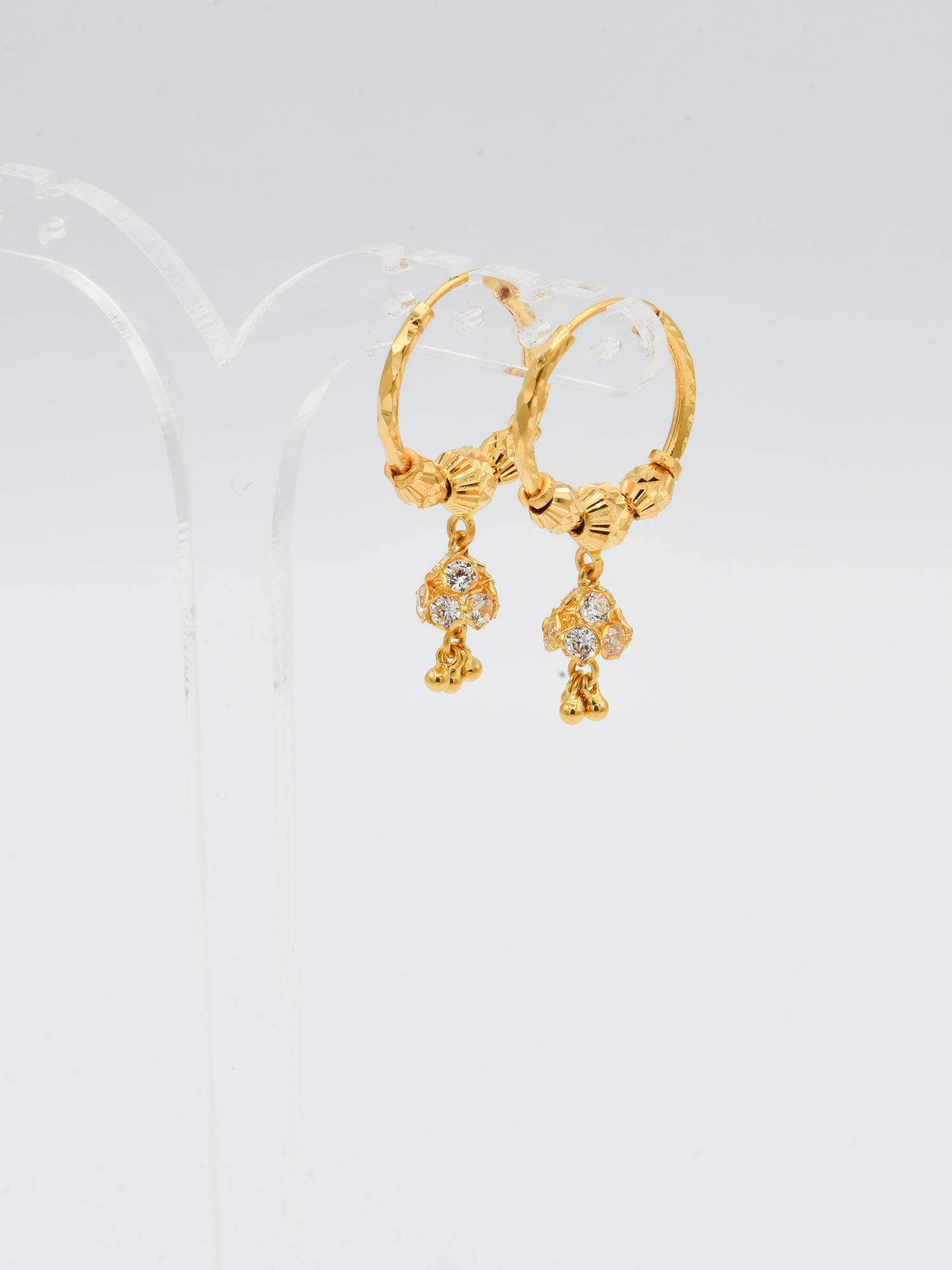 22ct Gold CZ Ball Jhumki Bali