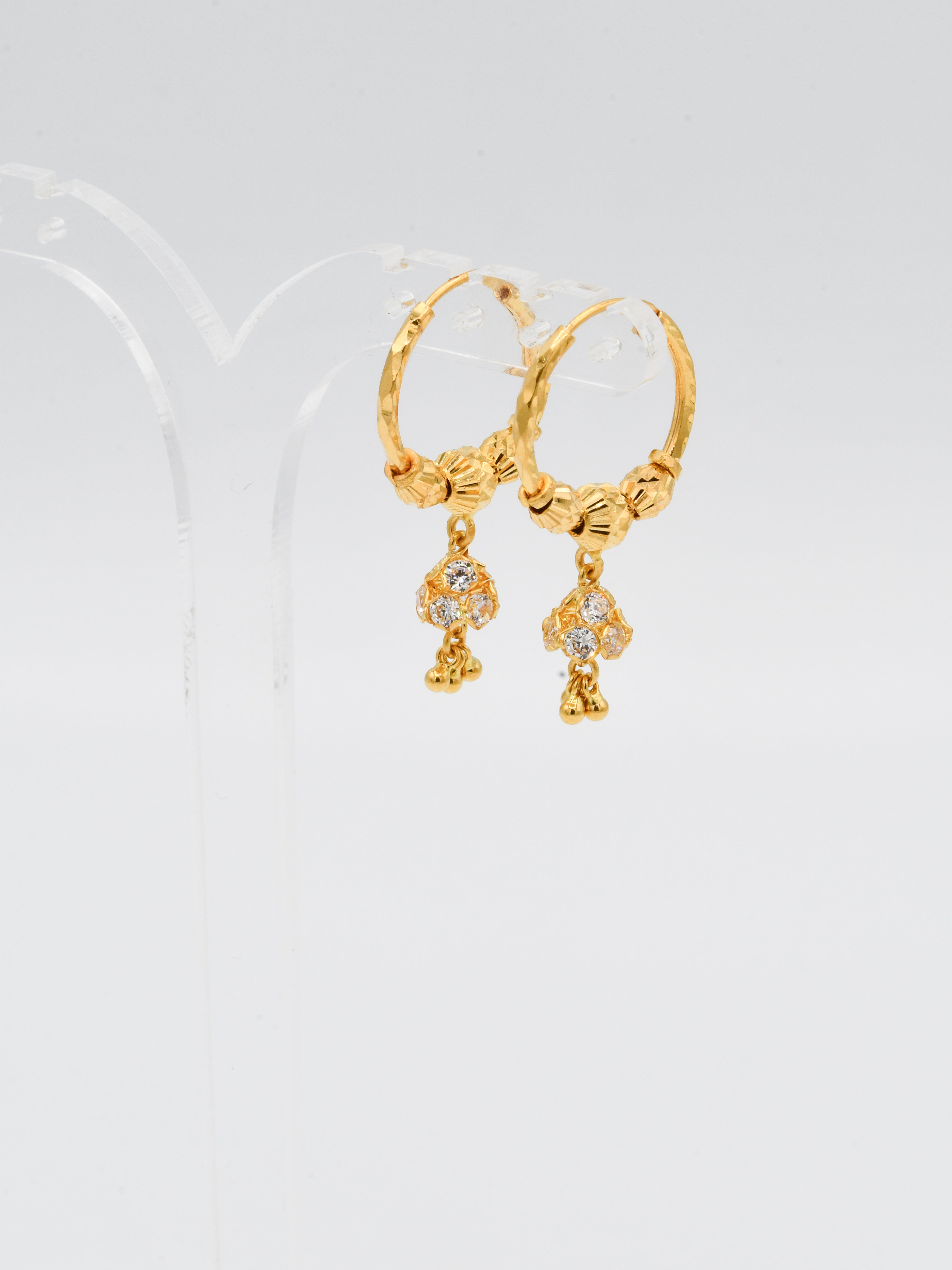 22ct Gold CZ Ball Jhumki Bali