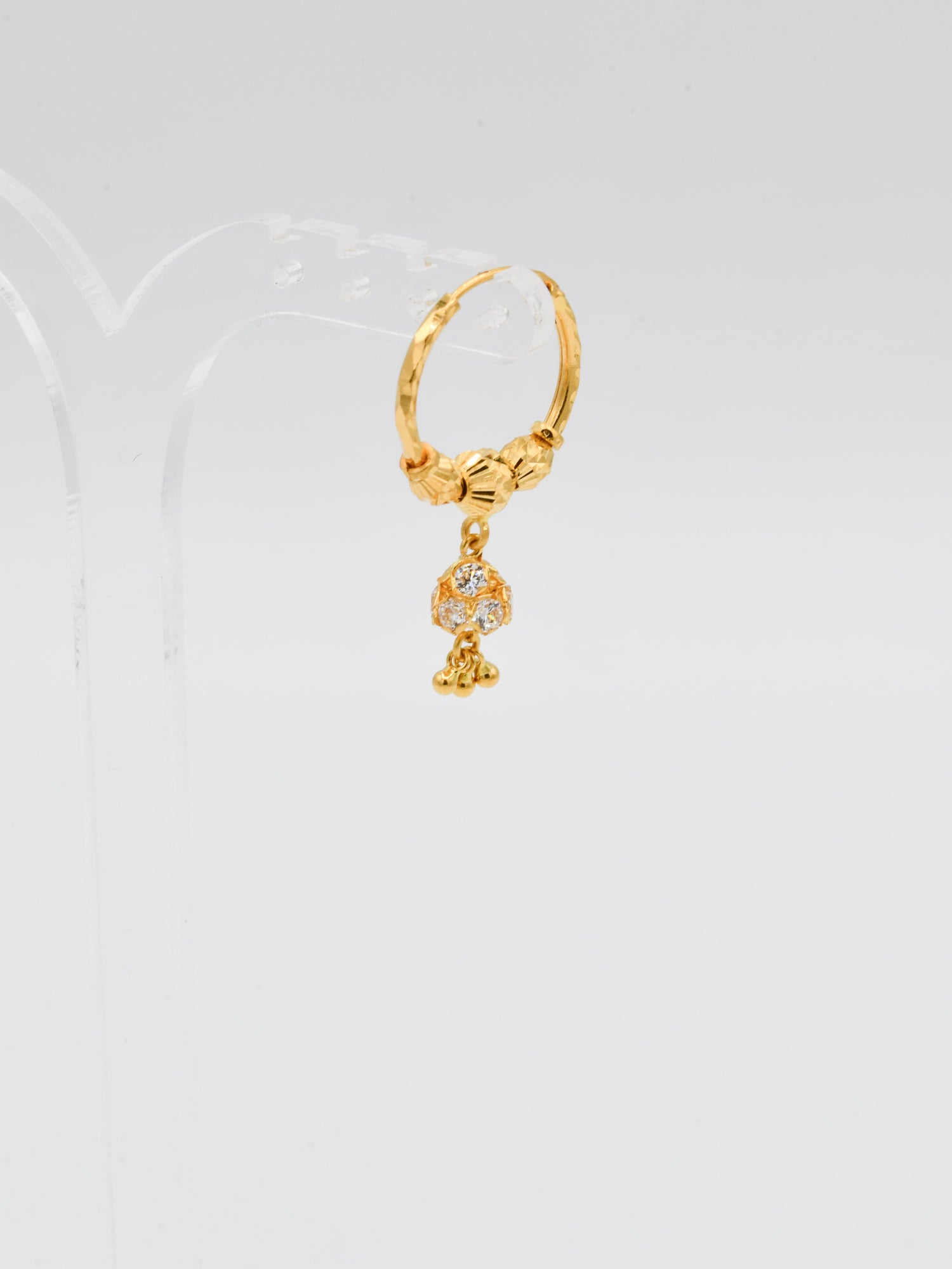 22ct Gold CZ Ball Jhumki Bali