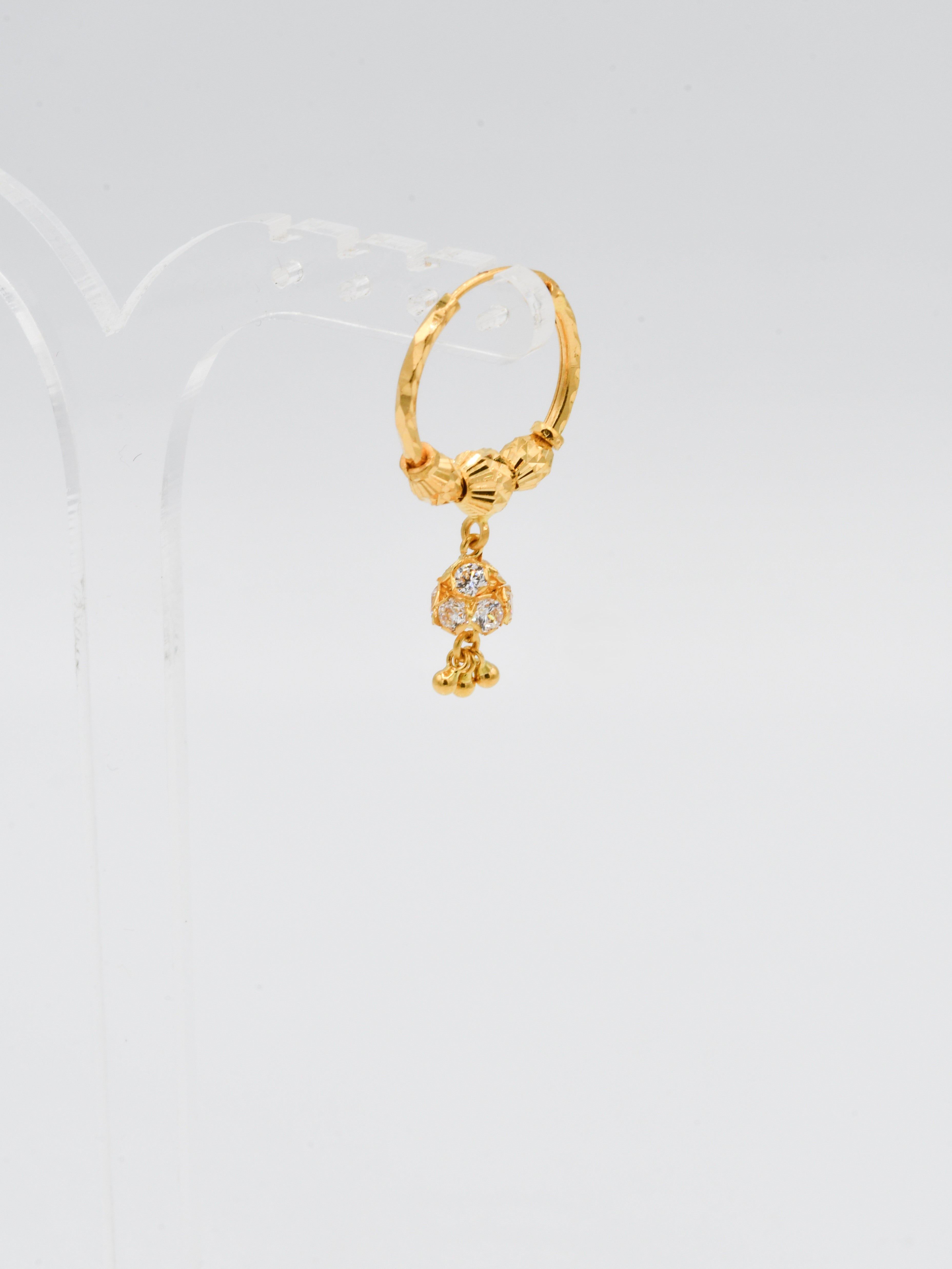 22ct Gold CZ Ball Jhumki Bali