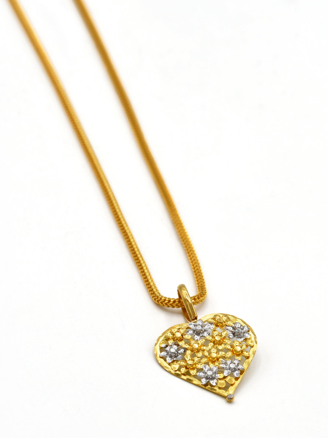 22ct Gold Two Tone Heart Pendant Set
