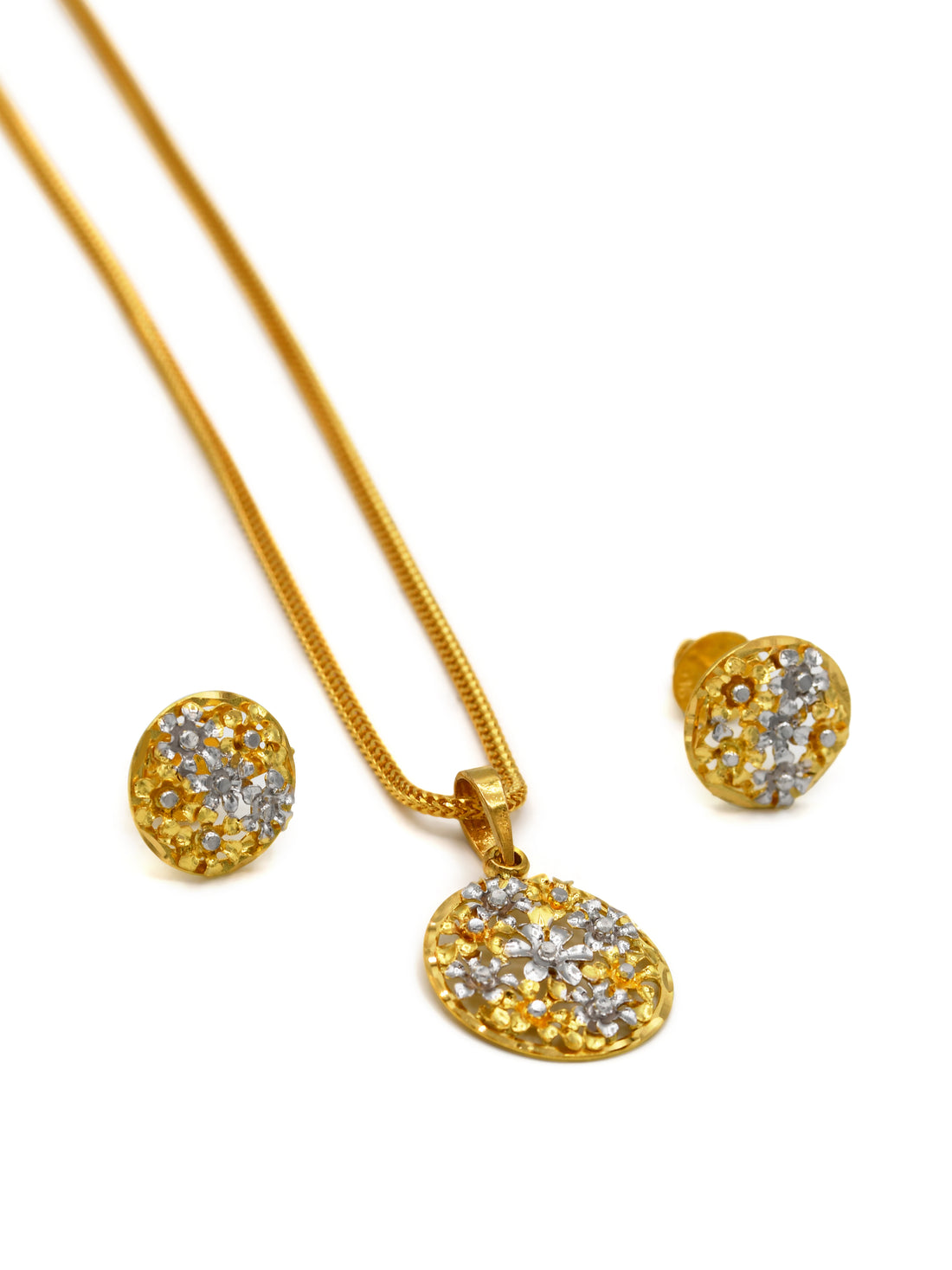 22ct Gold Two Tone Pendant Set