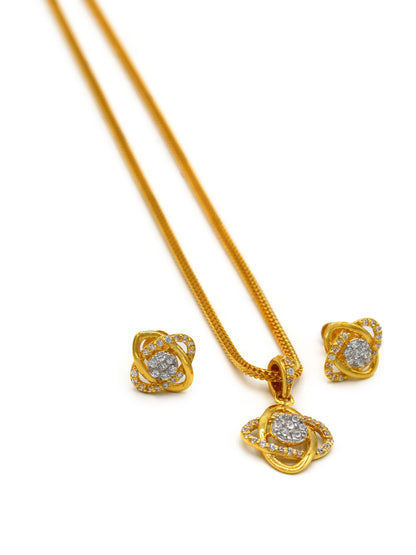 22ct Gold CZ Pendant Set