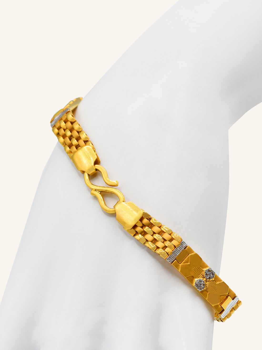 22ct Gold Two Tone Mens Bracelet - Roop Darshan