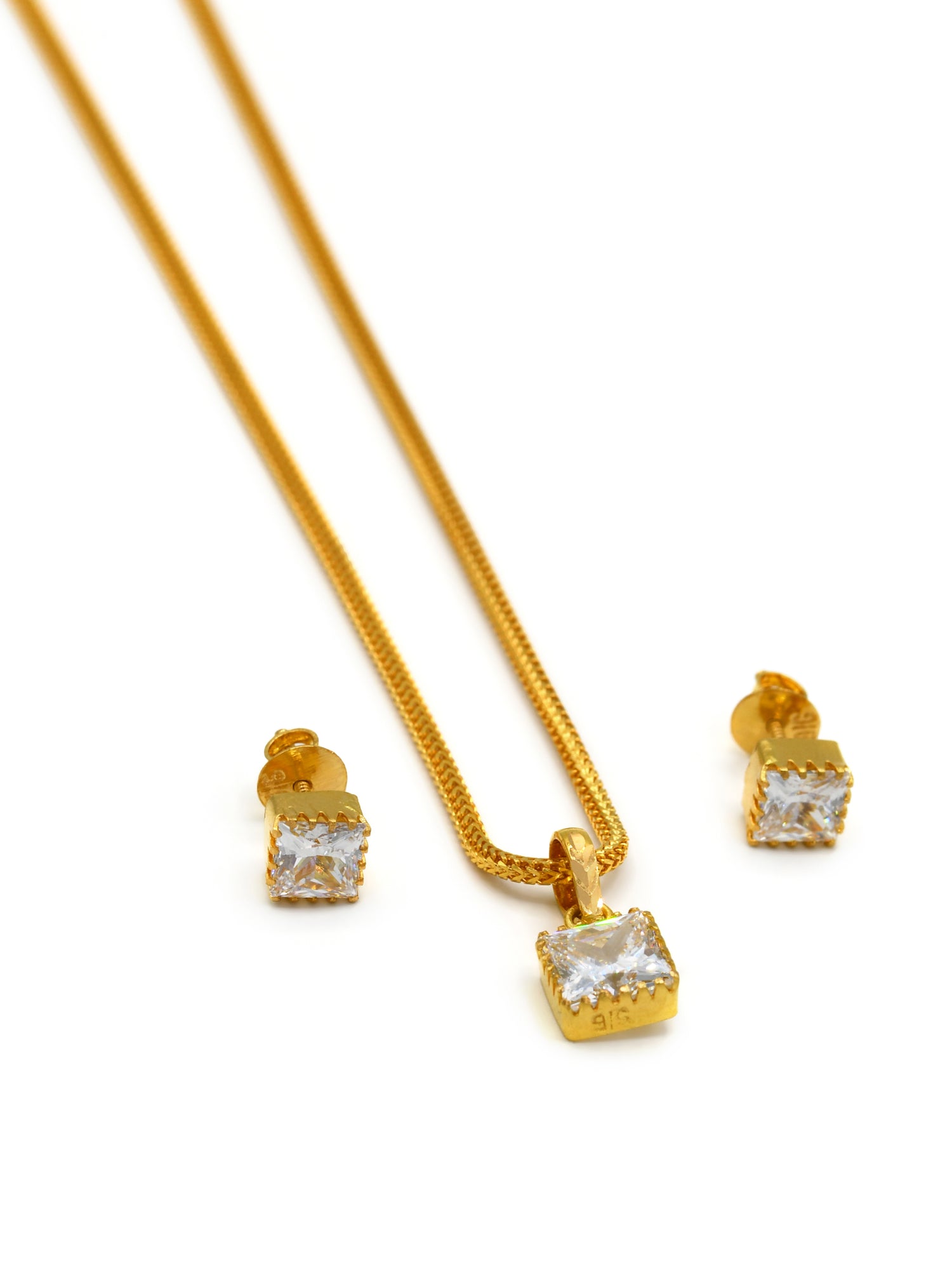 22ct Gold CZ Pendant Set