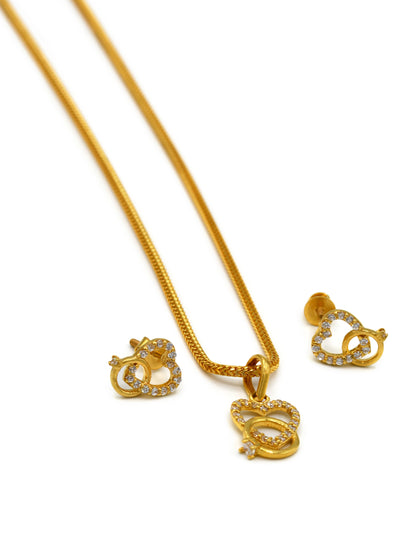22ct Gold CZ Pendant Set