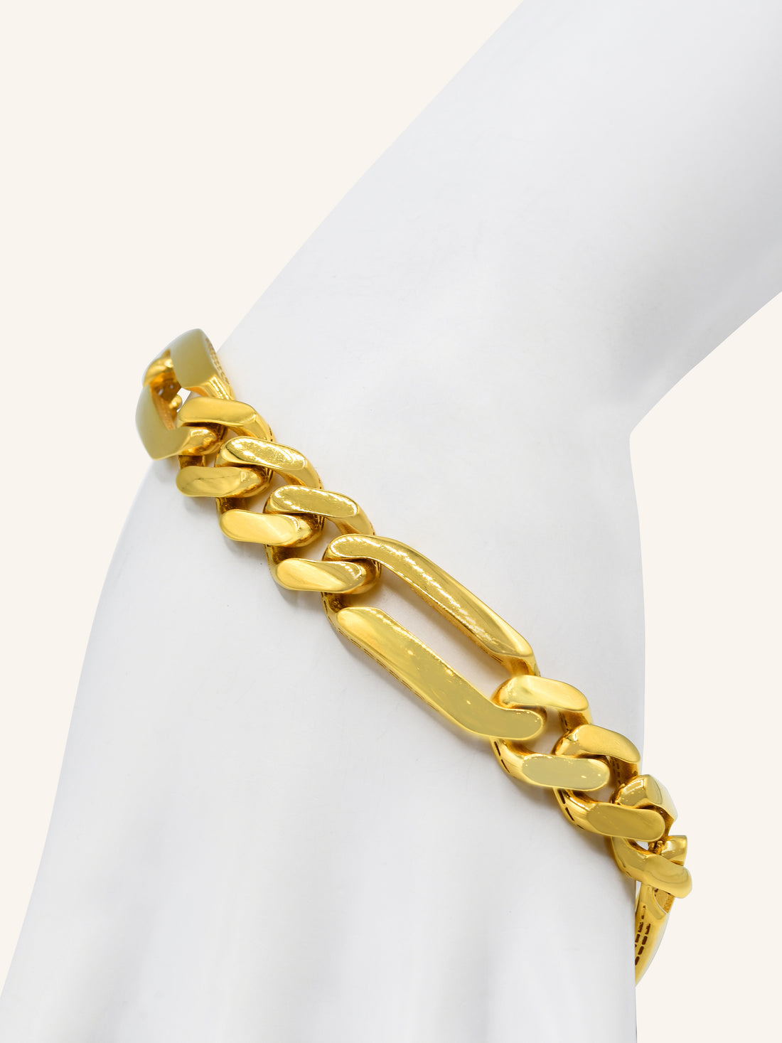 22ct Gold Hollow Figaro Monaco Bracelet