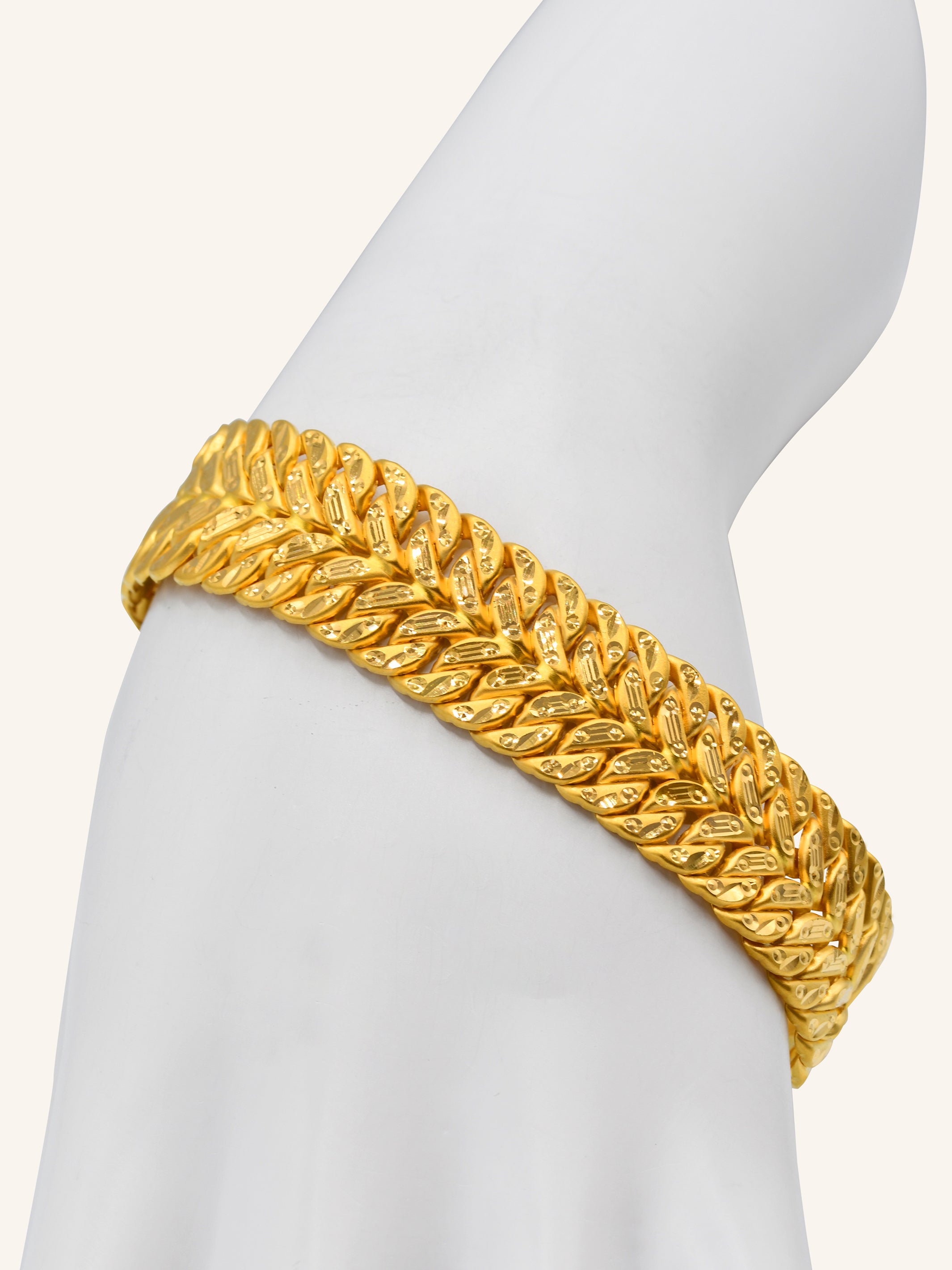 22Ct Gold Hollow Mens Bracelet - Roop Darshan