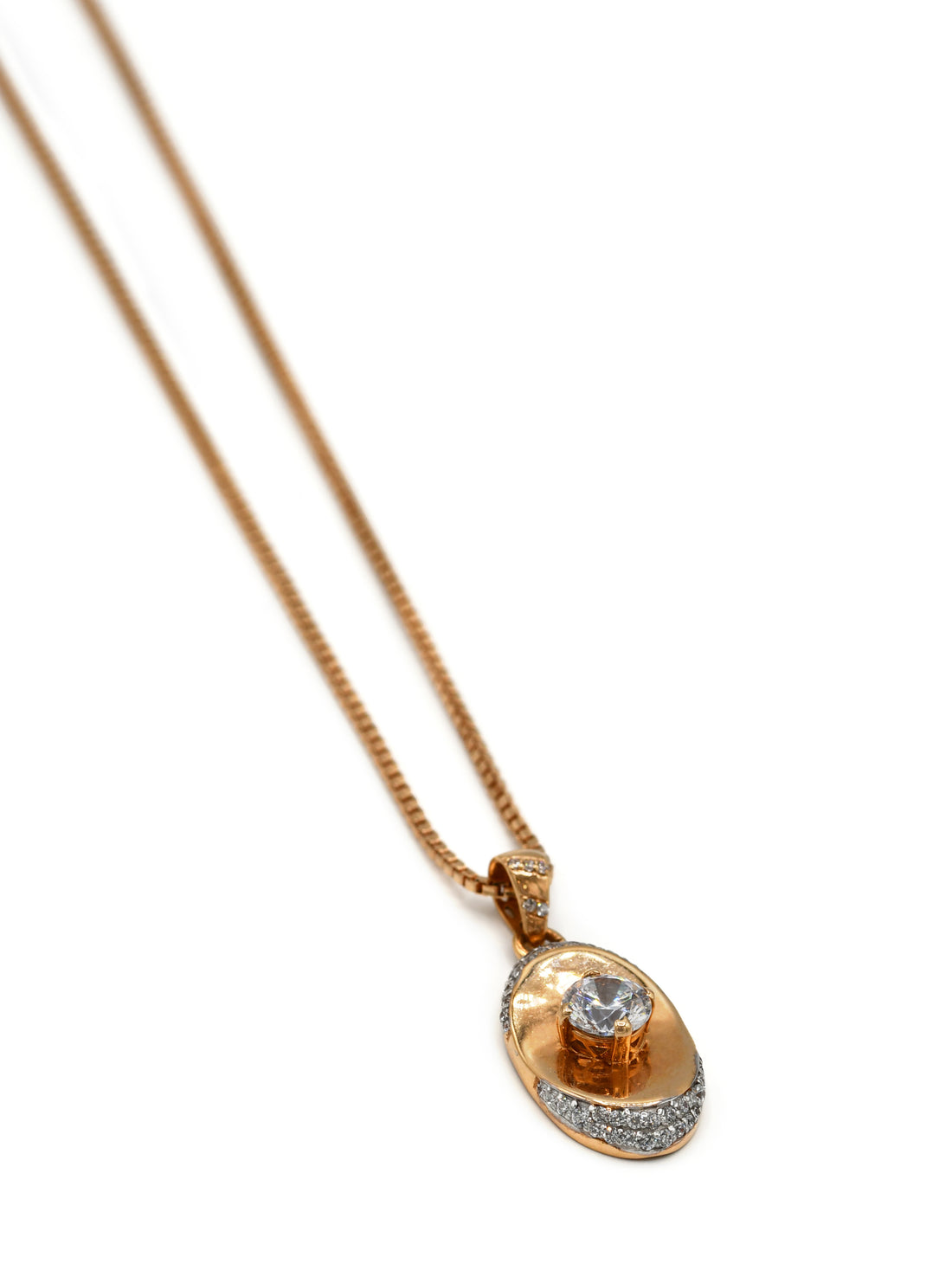 18CT Rose Gold Cz Pendant Set