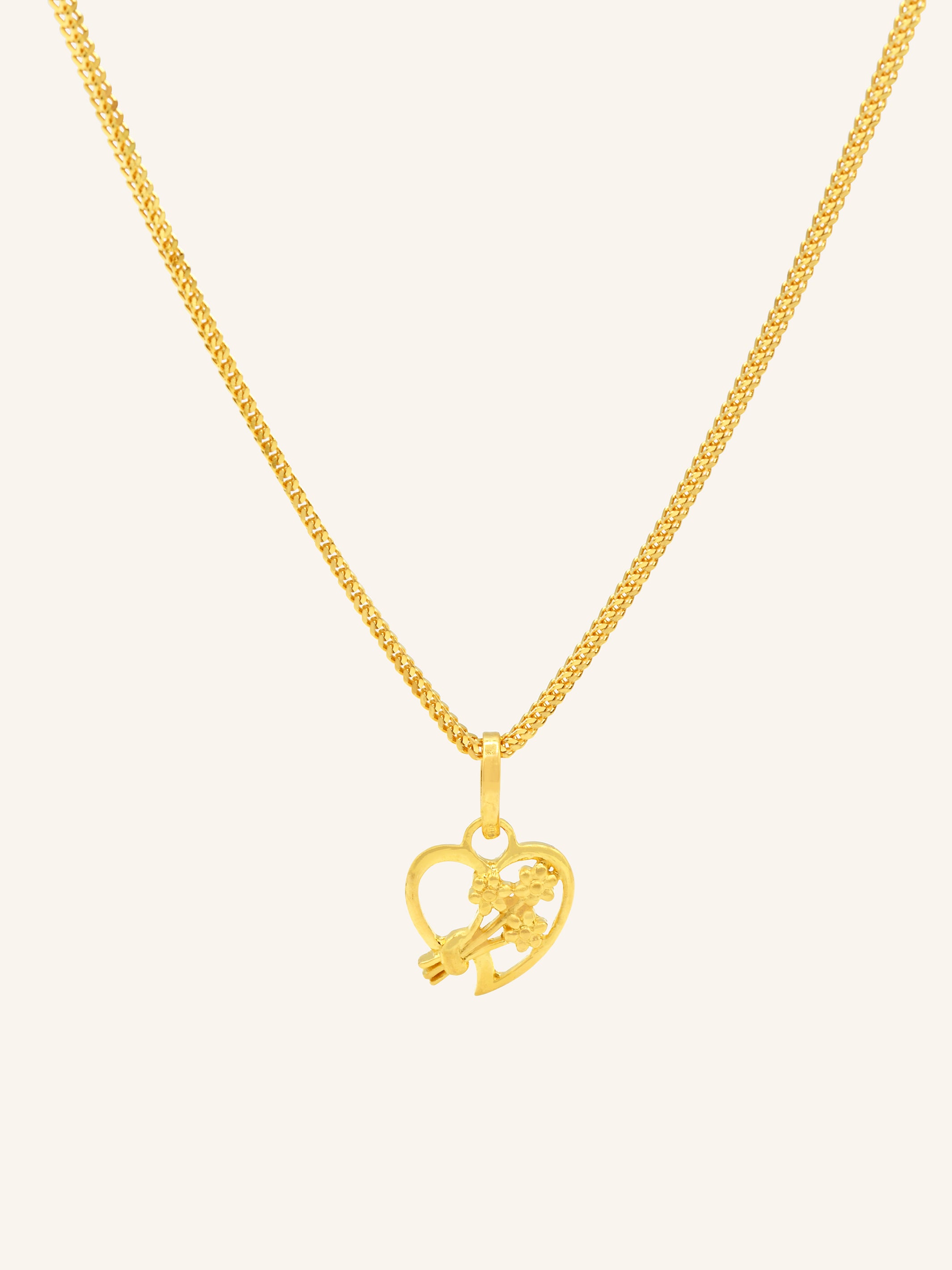 22ct Gold Heart Flower Pendant 1.67 GMS - Roop Darshan