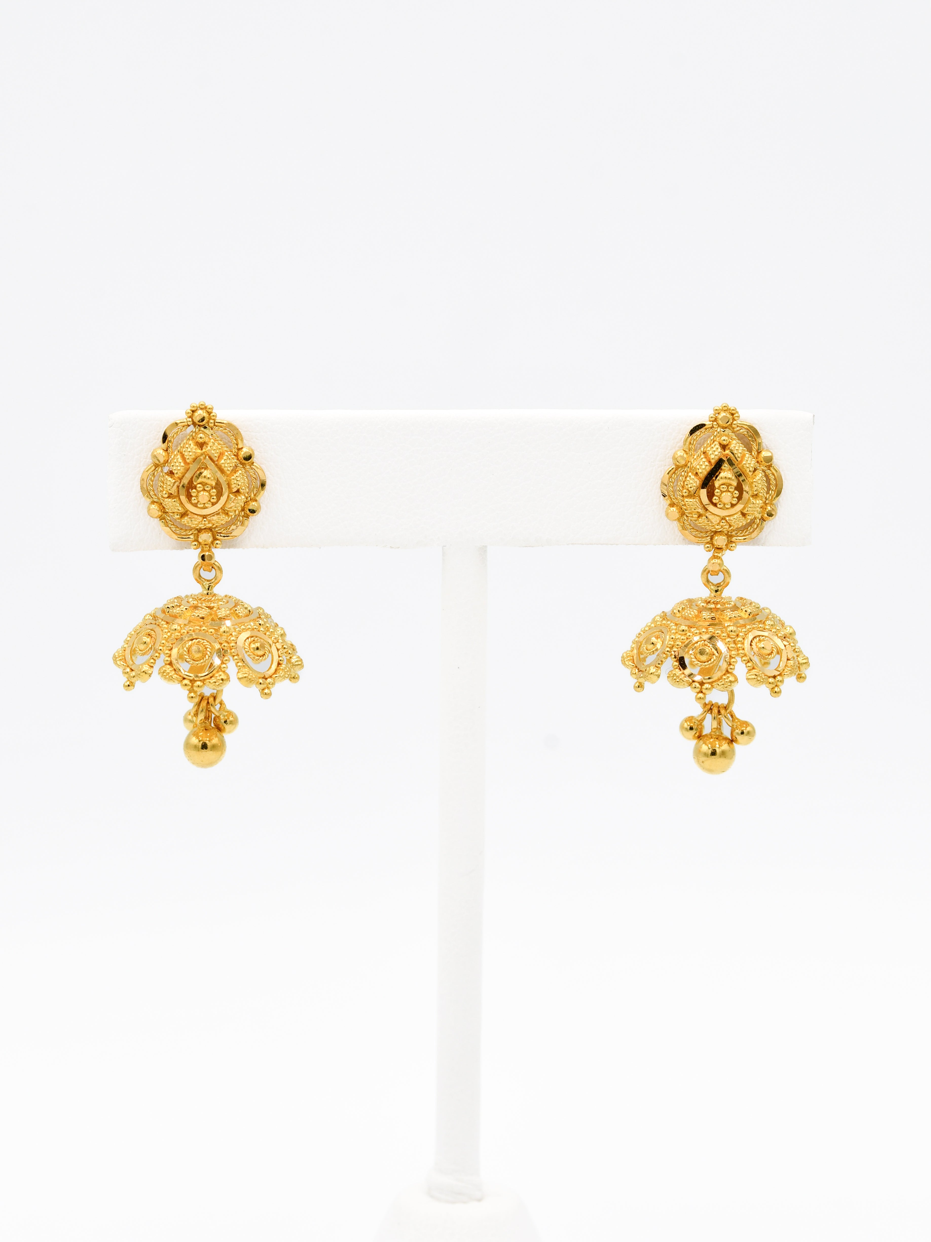 22ct Gold Jhumki Earrings - Roop Darshan