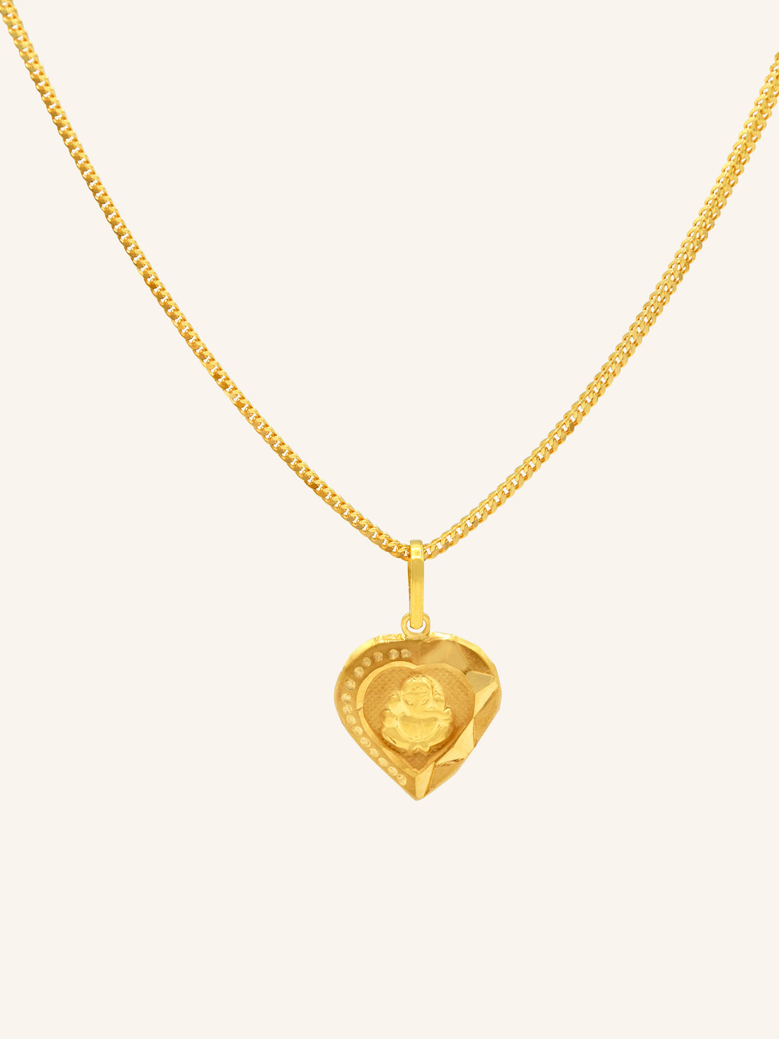 22ct Gold Ganesha Heart Pendant 0.74 GMS - Roop Darshan