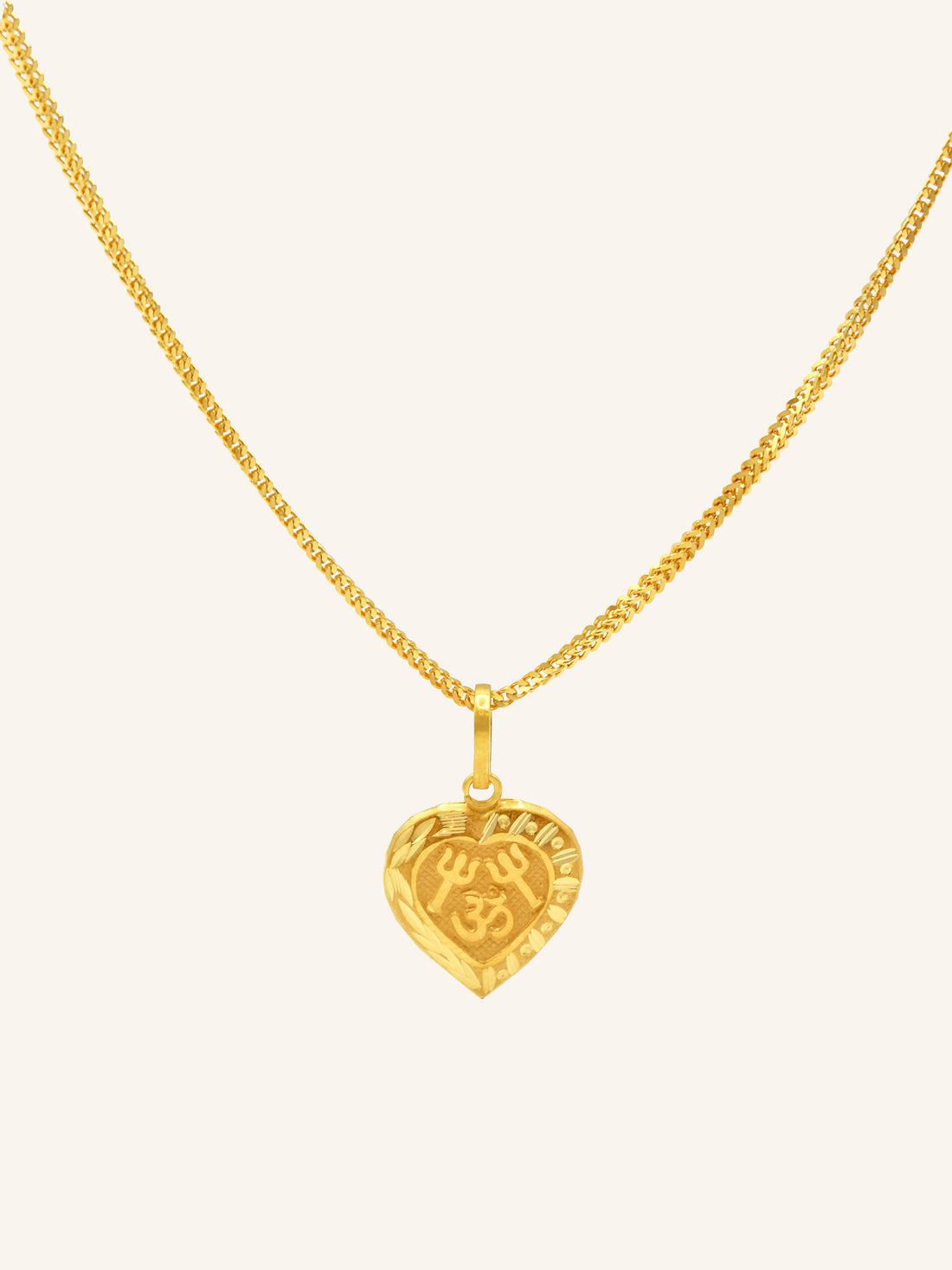 22ct Gold OM Trisul Heart Pendant 0.75 GMS - Roop Darshan