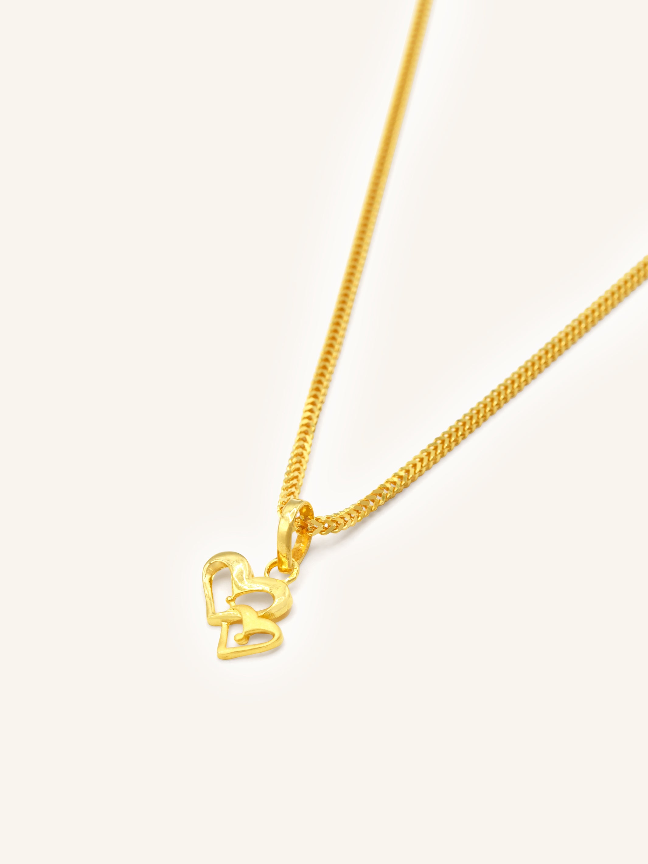 22ct Gold Double Heart Pendant 0.90 GMS - Roop Darshan