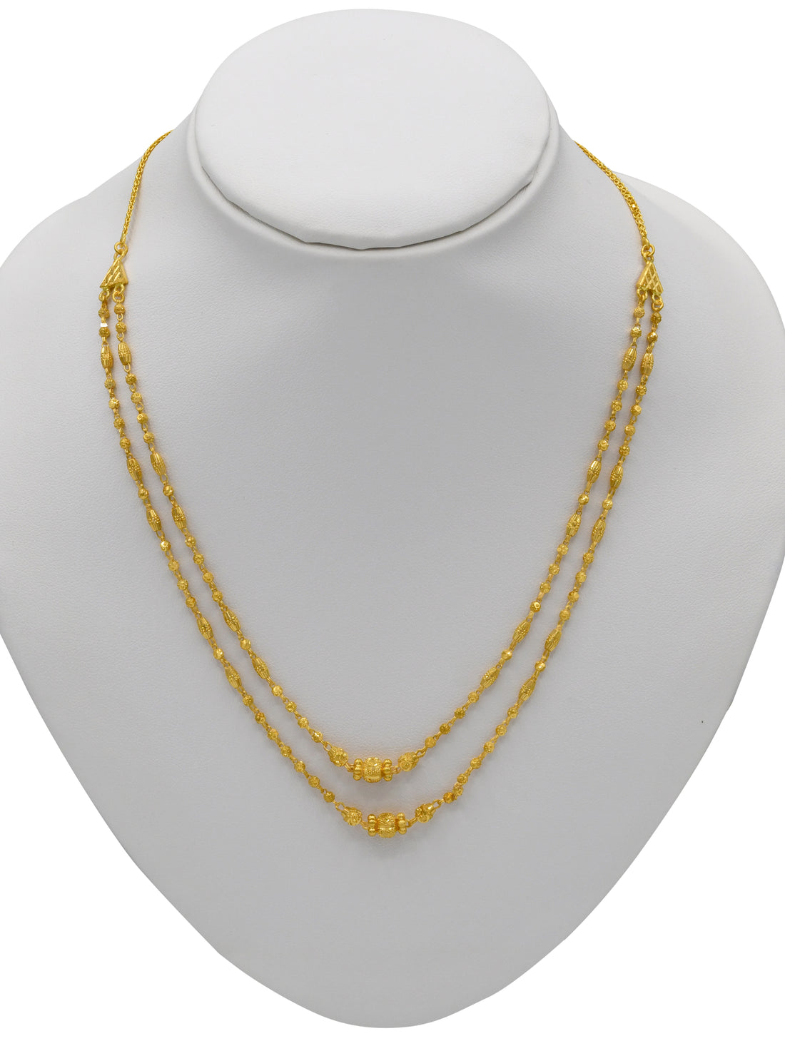 22ct Gold Ball 2 Row Necklace Set